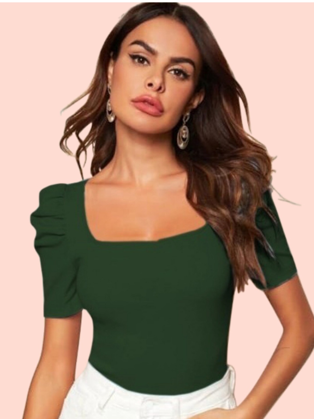 

Dream Beauty Fashion Green Square Neck Fitted Top