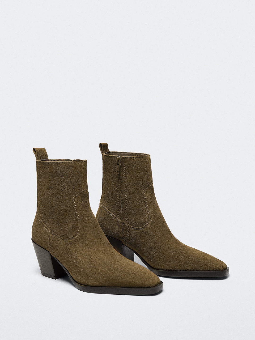 

MANGO Women Brown Solid Heeled Boots