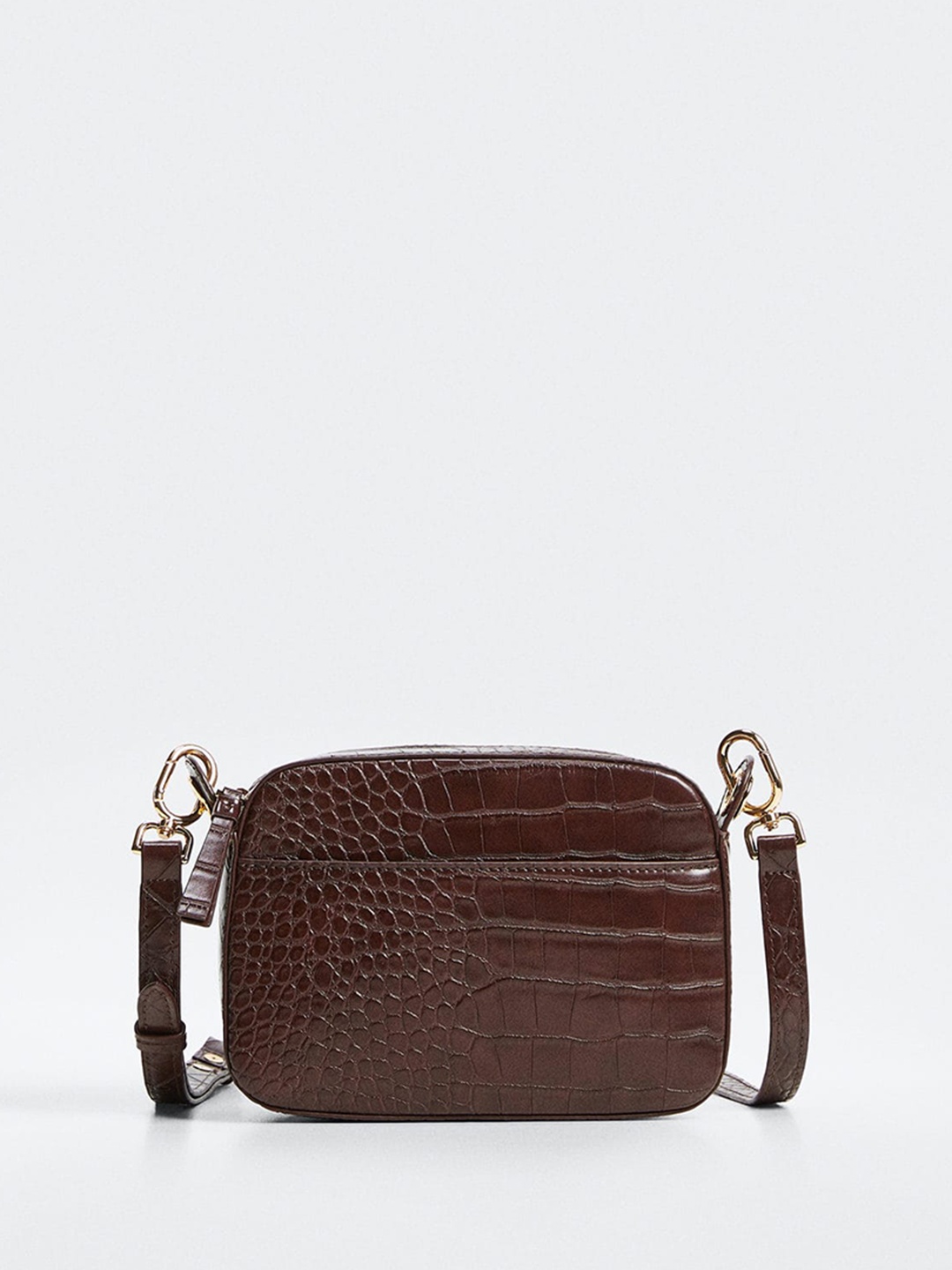 

MANGO Burgundy Croc Textured Structured Sling Bag with Detachable Sling Strap