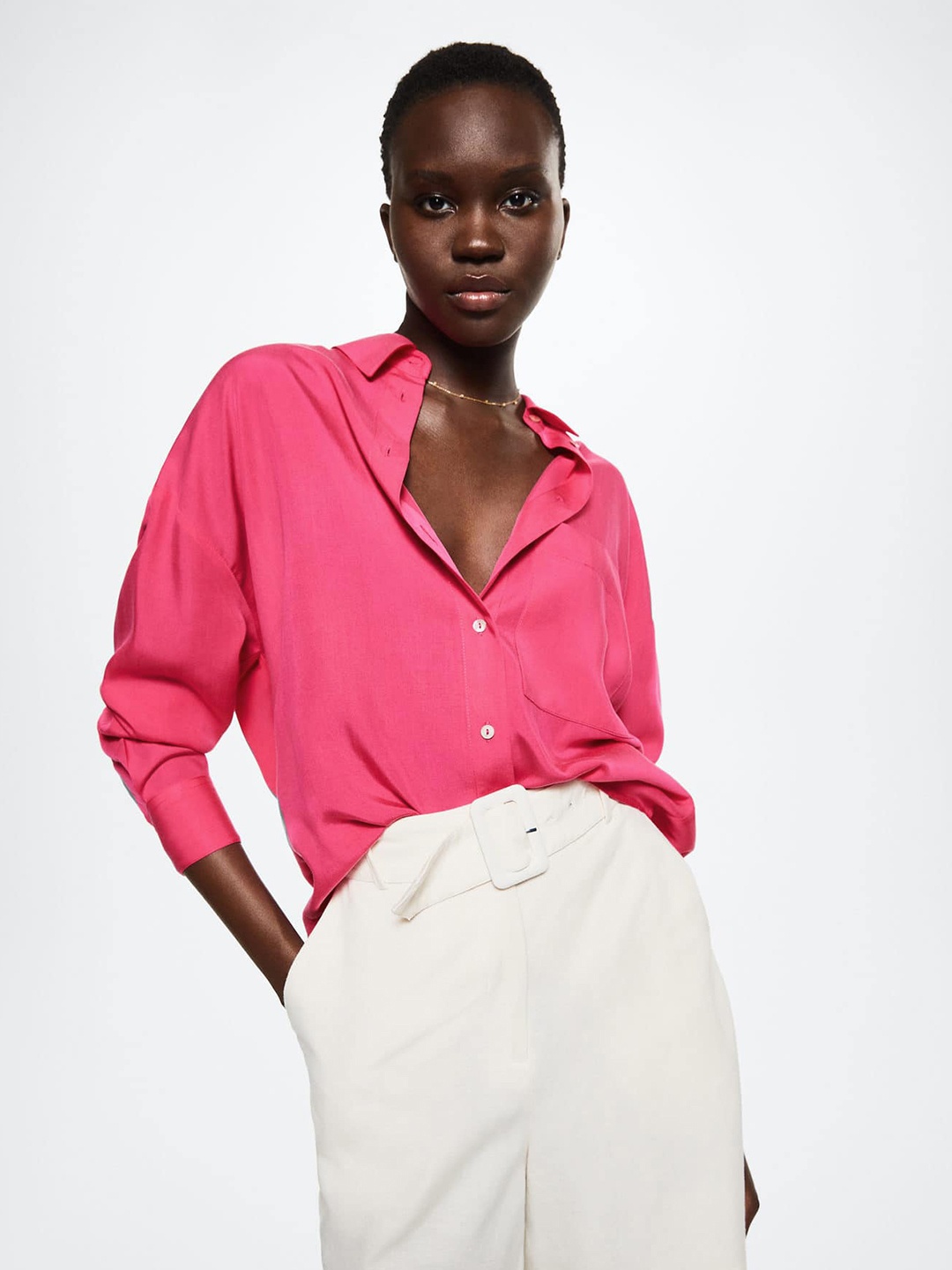 

MANGO Women Pink Casual Shirt