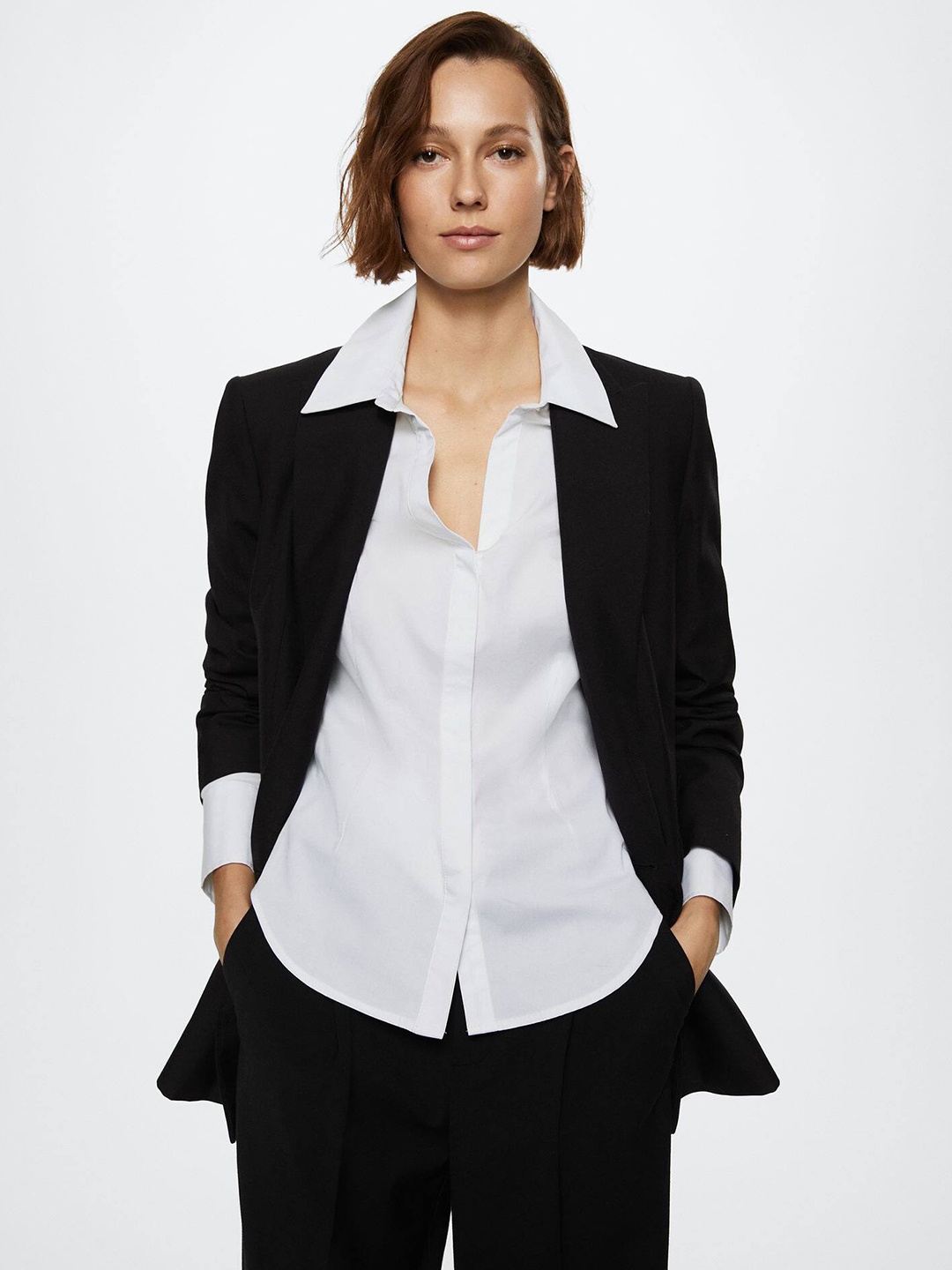 

MANGO Women White Solid Casual Shirt