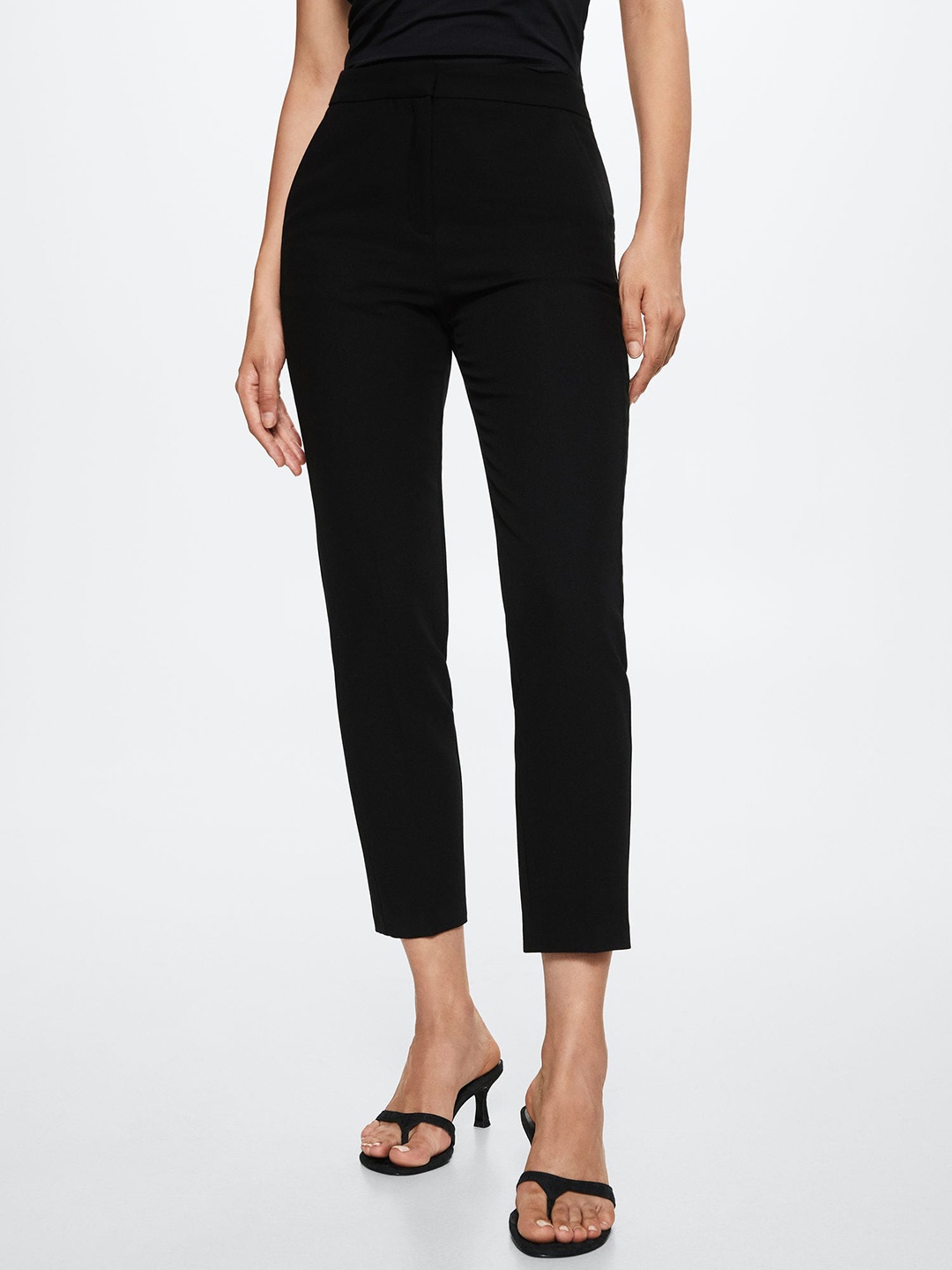 

MANGO Women Black Skinny Fit Trousers