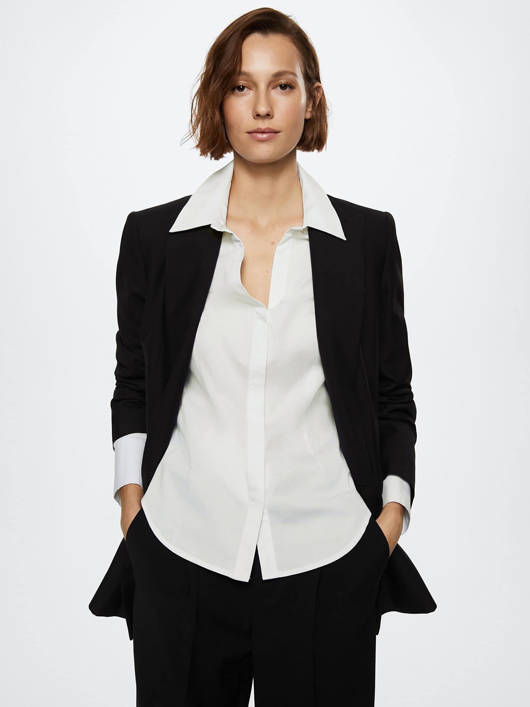 

MANGO Women White Sustainable Solid Formal Shirt