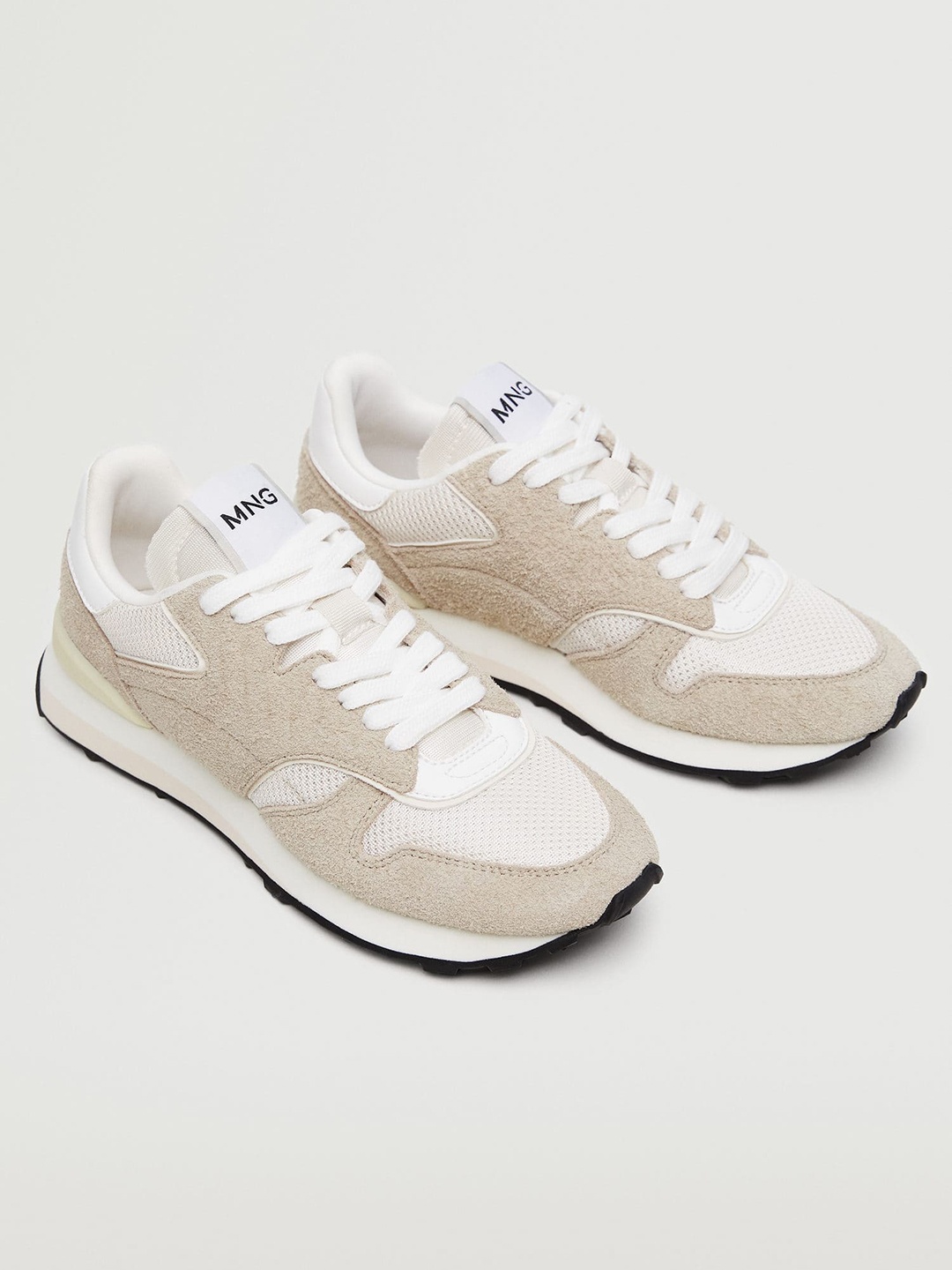 

MANGO Women White & Beige Colourblocked Sustainable Sneakers