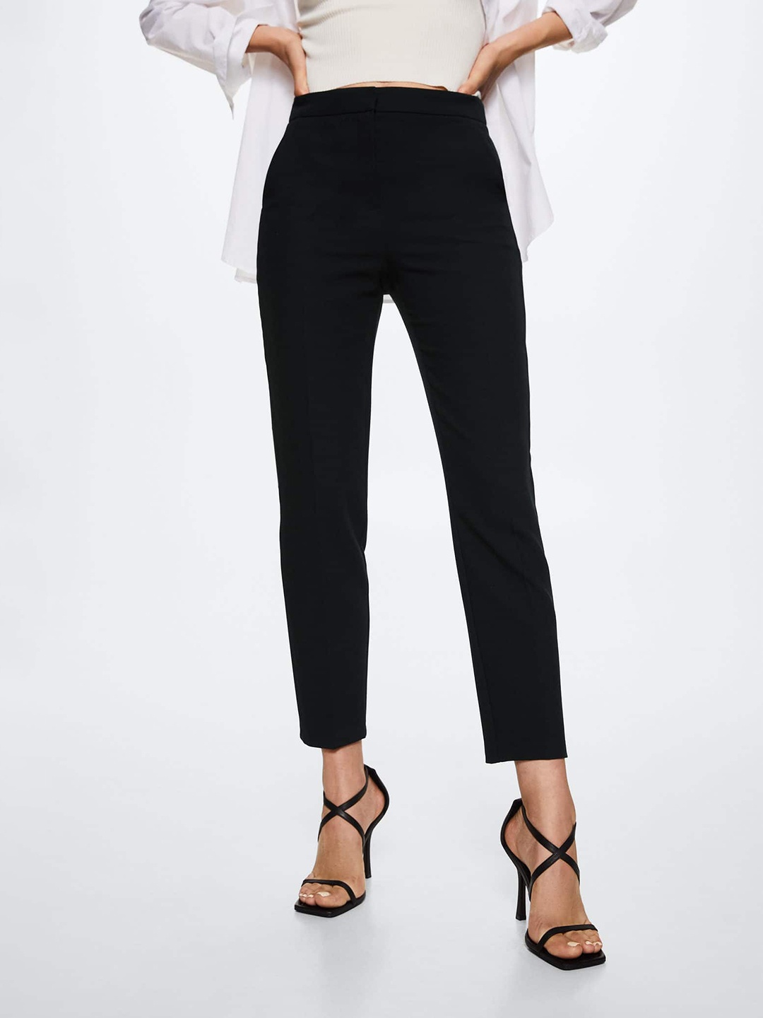 

MANGO Women Navy Blue Skinny Fit Trousers