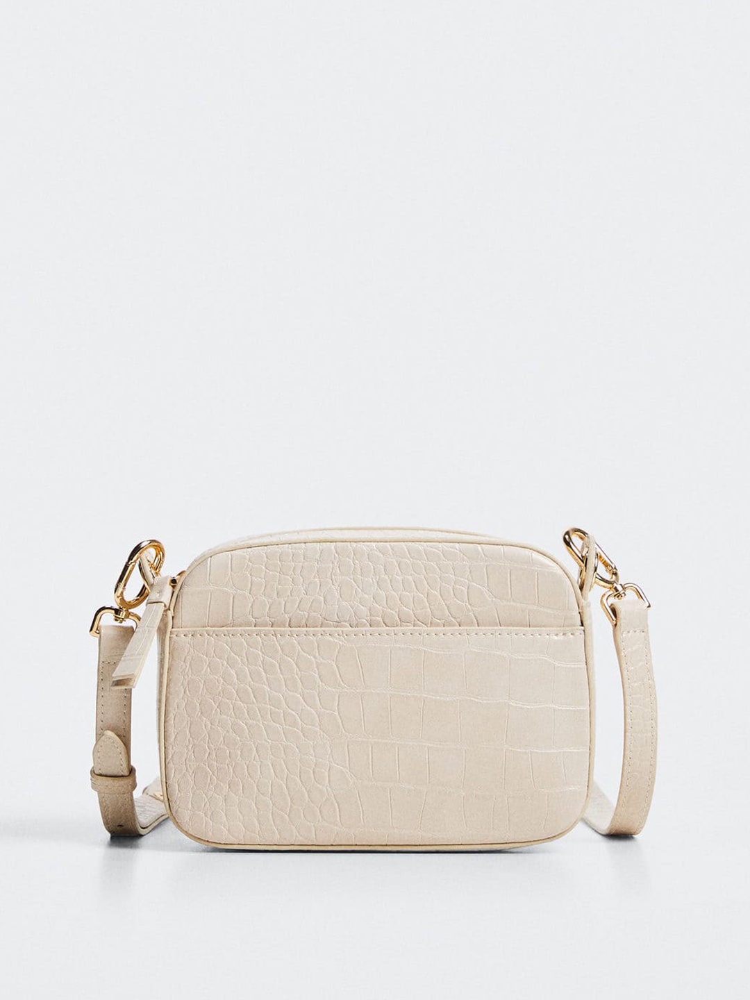 

MANGO Beige Croc Textured Structured Sling Bag