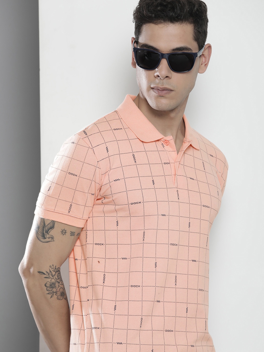 

The Indian Garage Co Men Checked Polo Collar T-shirt, Pink
