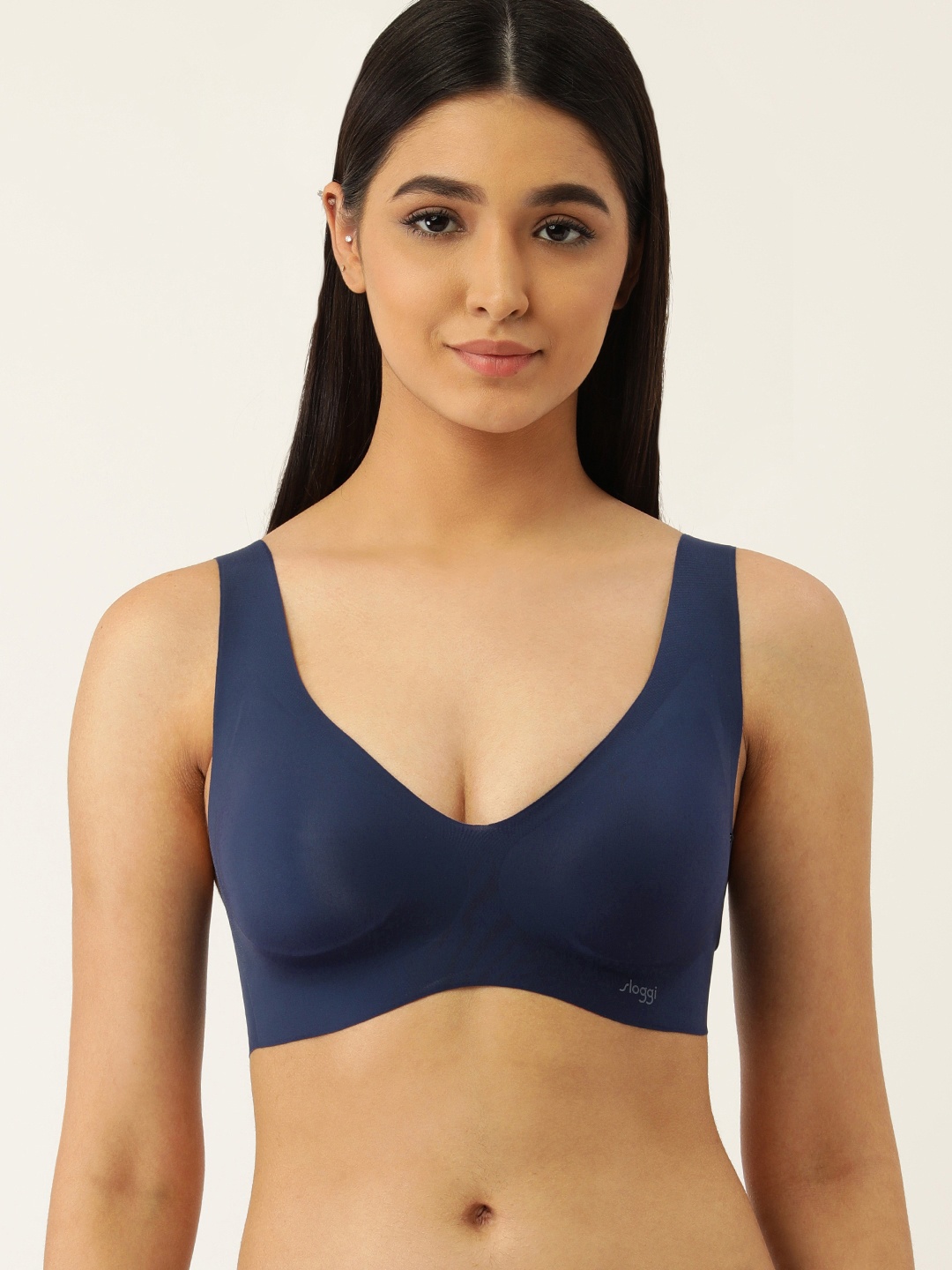 

Sloggi Woman Zero Feel Removable Padded Non-Wired Slip-On Bralette Bra, Navy blue