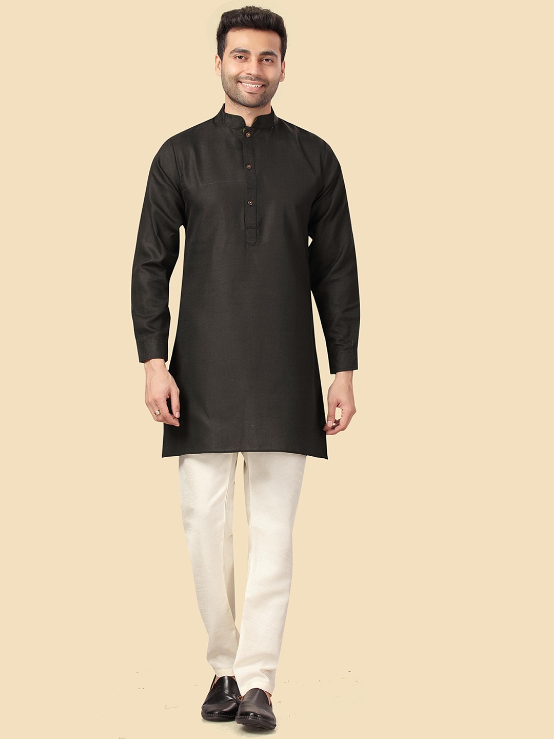 

HERE&NOW Men Black Kurta