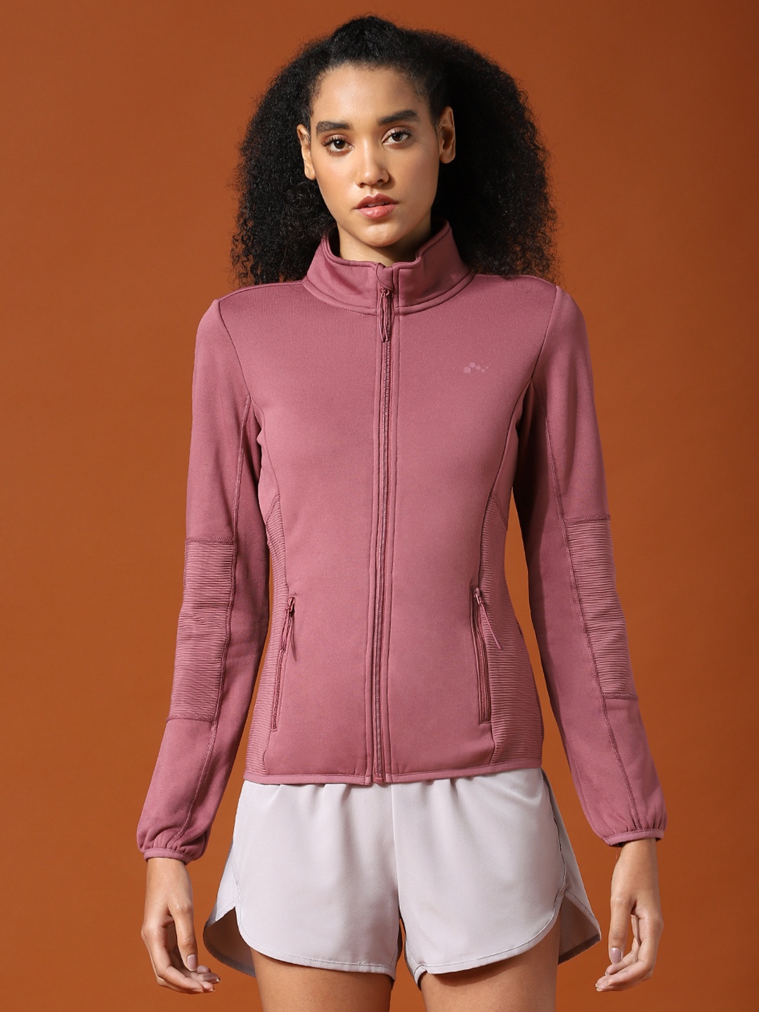 

ONLY PLAY Women Maroon Colourblocked Longline Training or Gym Bomber Jacket
