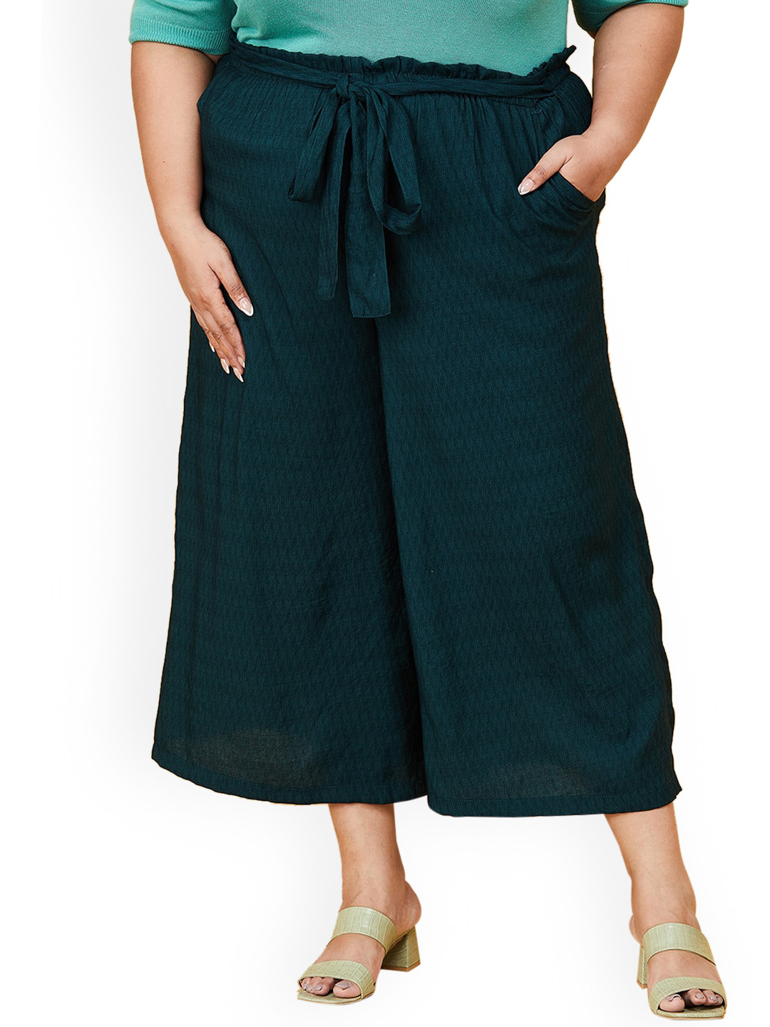 

max Plus Size Women Teal Culottes