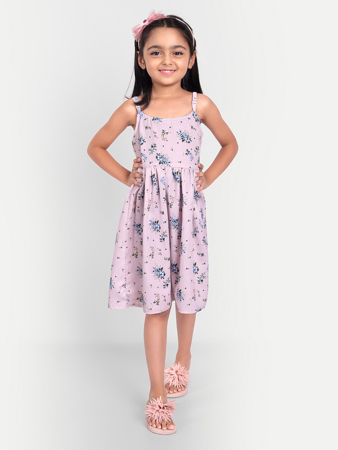 

MYY Girls Lavender Floral Crepe Dress