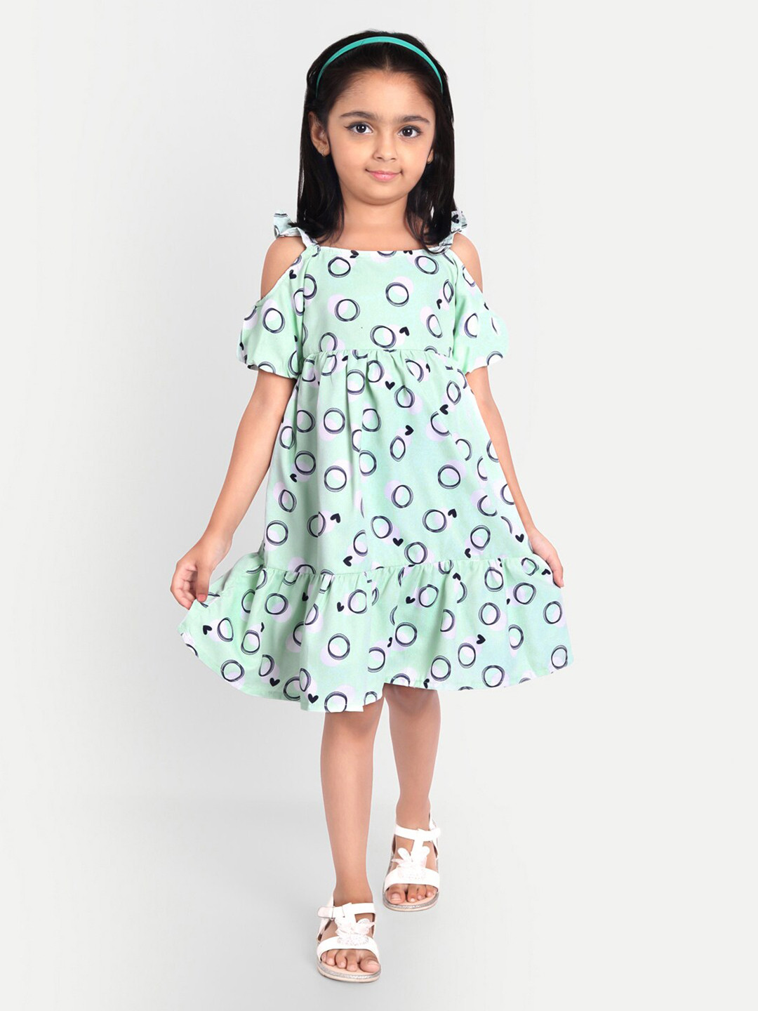 

MYY Girls Green Crepe Dress