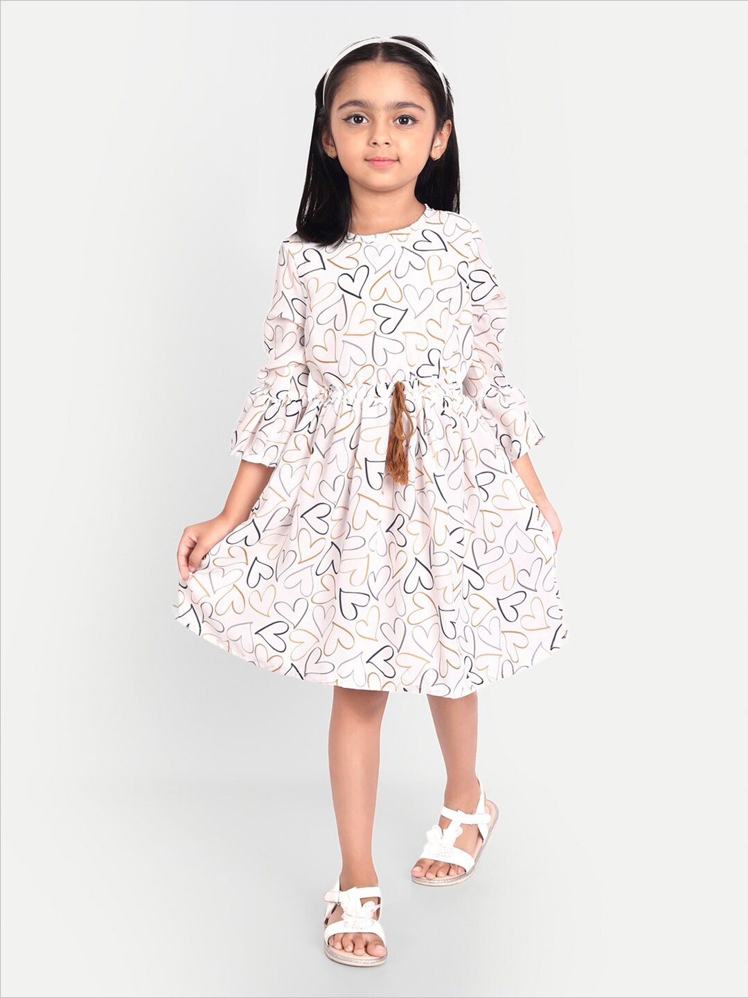 

MYY White Georgette Printed Dress