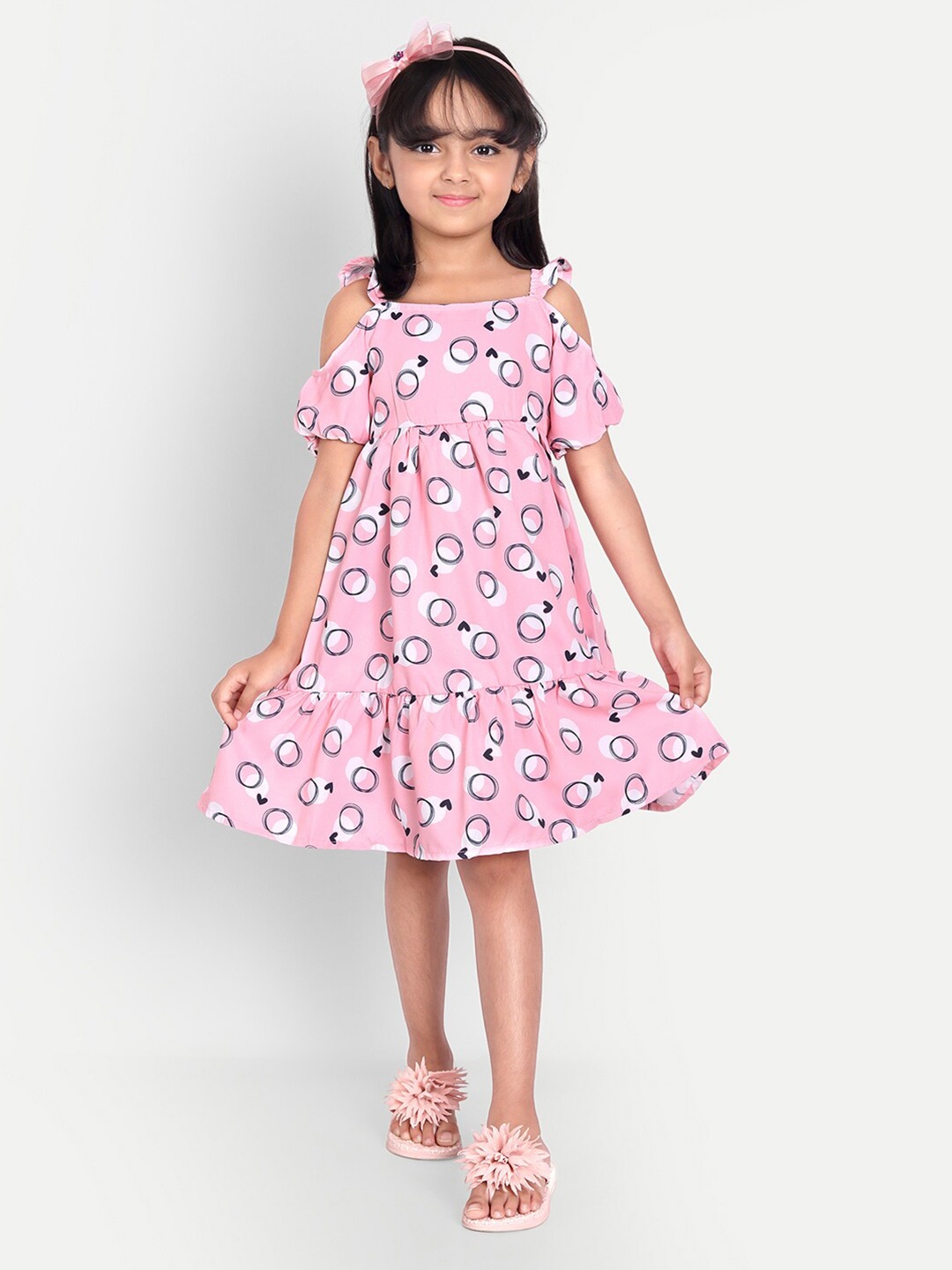 

MYY Pink Floral Crepe Dress