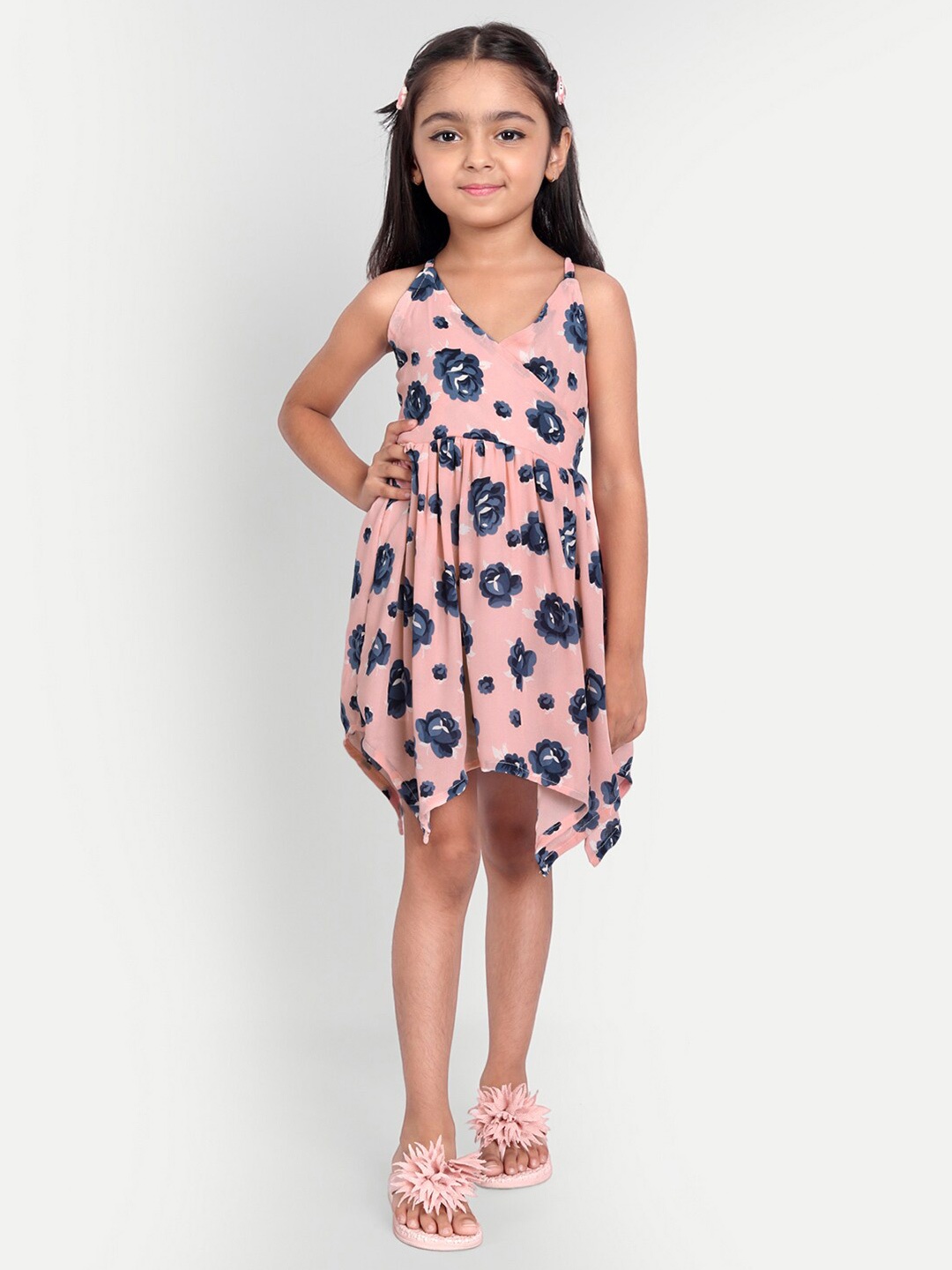 

MYY Girl Pink Floral Georgette Dress