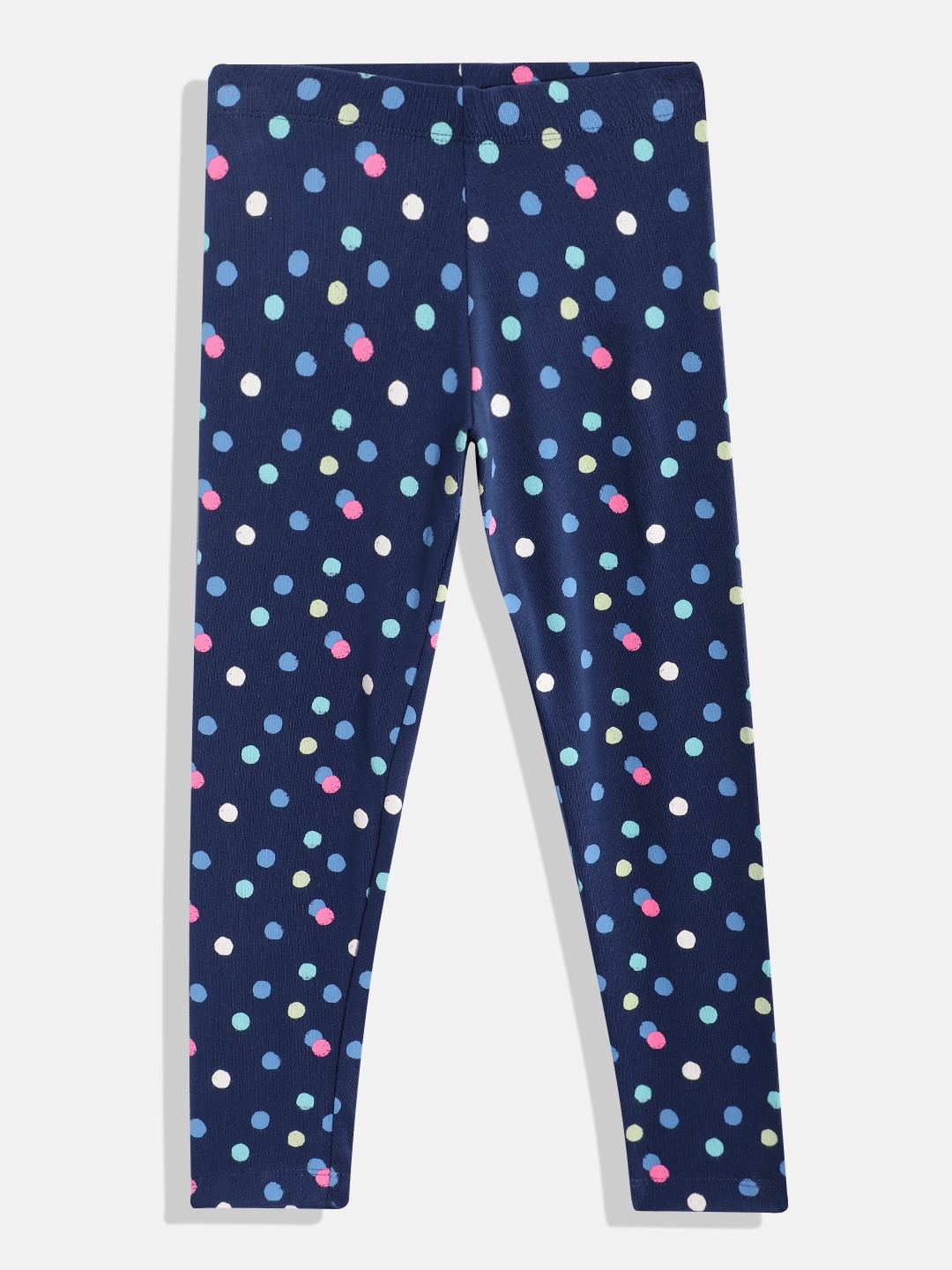 

Marks & Spencer Girls Polka Dot Printed Stretchable Leggings, Navy blue