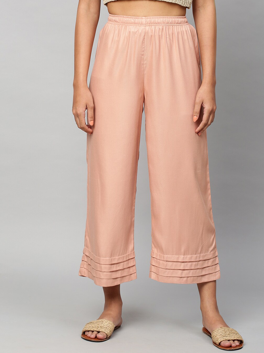 

Chemistry Women Peach-Coloured Solid Trousers