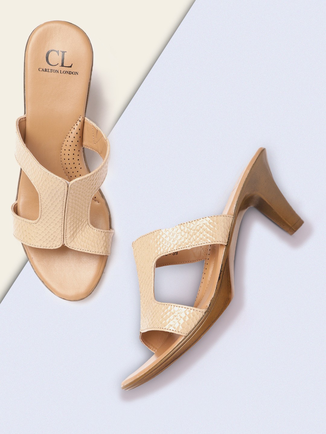 

Carlton London Women Beige Snake Skin Textured Block Heels