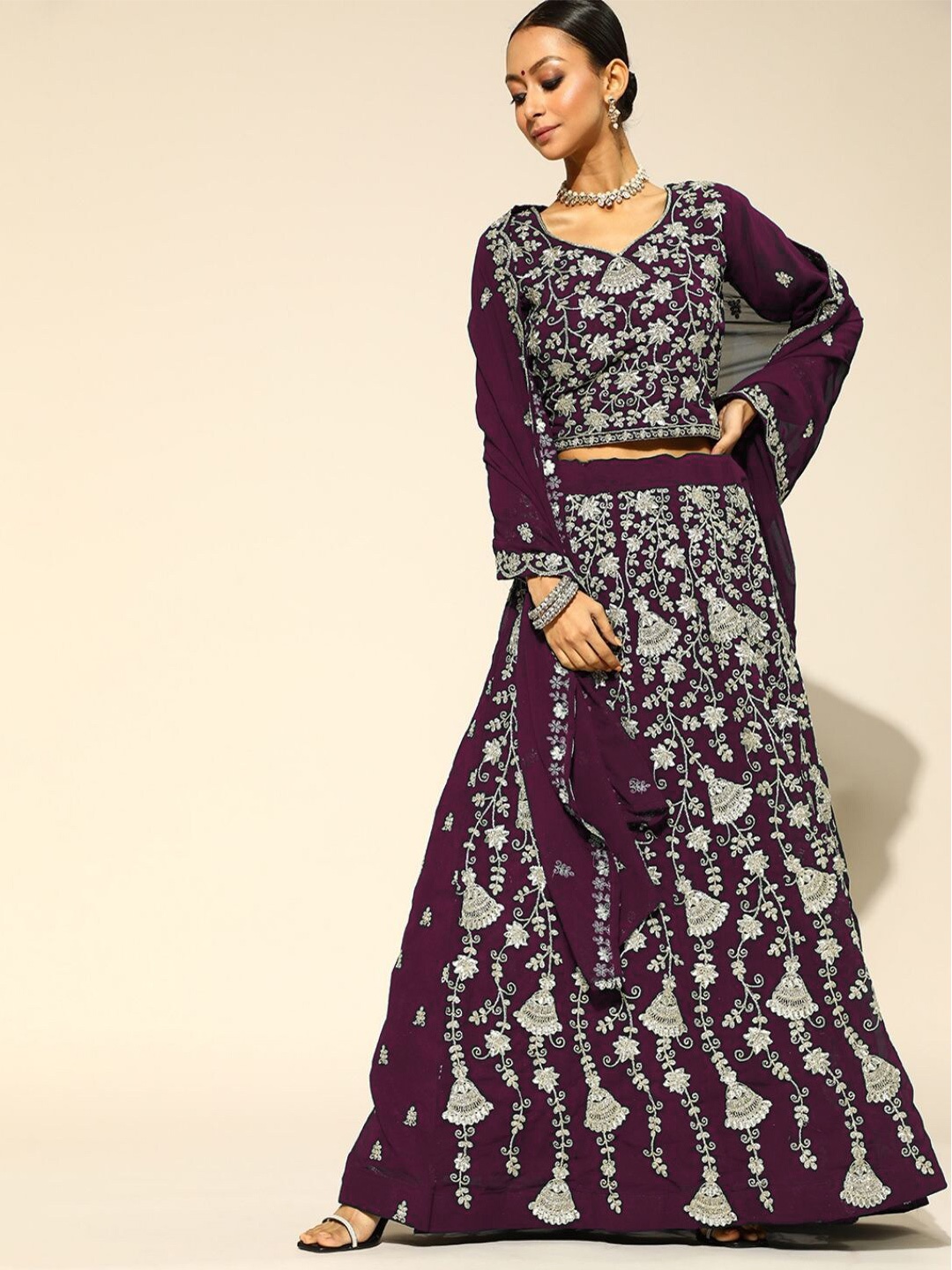 

Chhabra 555 Women Georgette Lehenga Choli, Purple