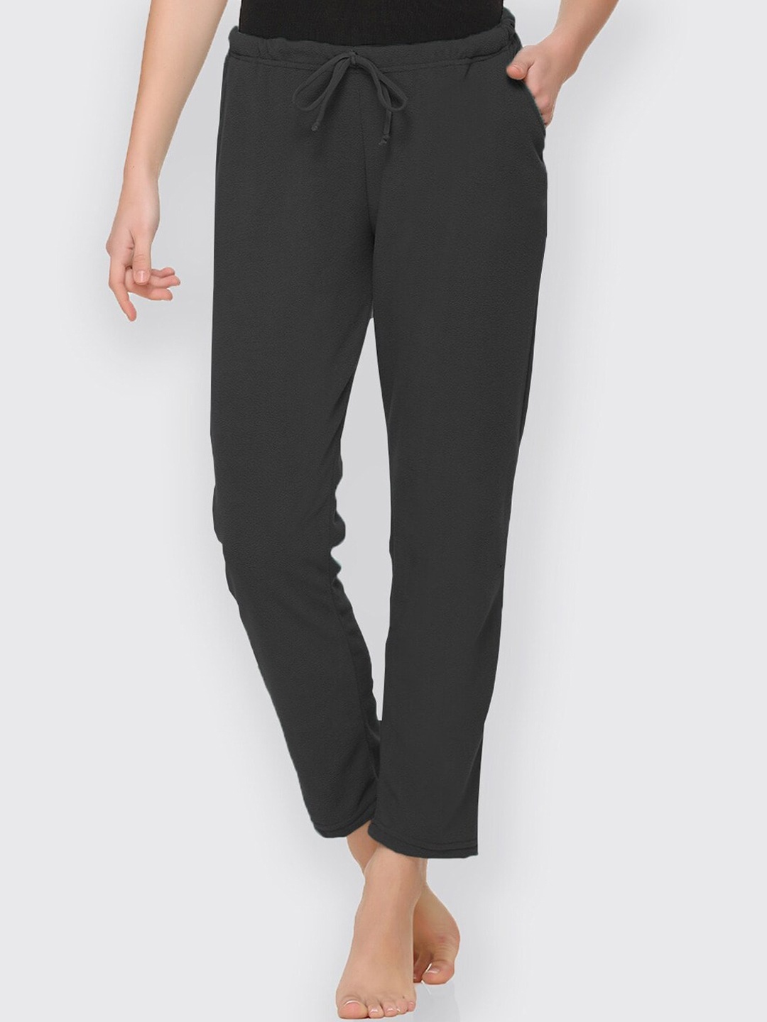 

Kanvin Women Charcoal Grey Solid Lounge Pants PJ1321