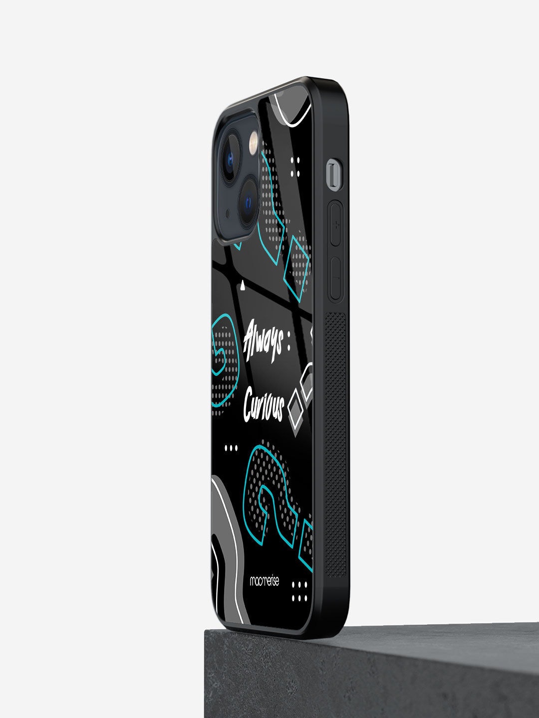 

macmerise Black Typography Printed Glass Iphone 13 Mini Back Case