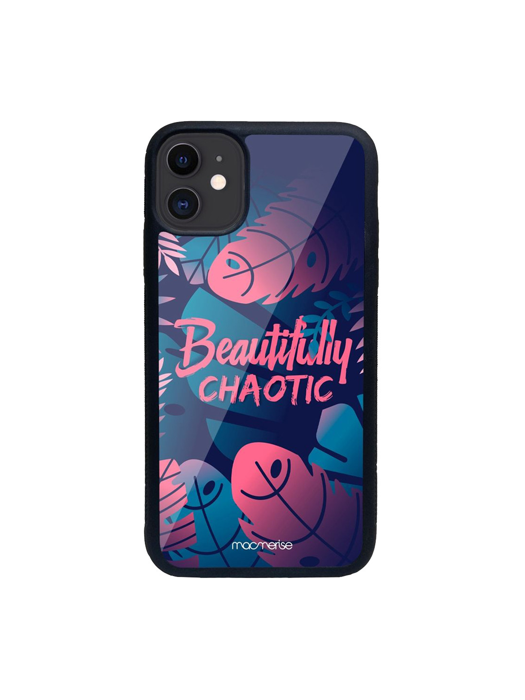 

macmerise Blue & Pink Printed Glass iPhone 11 Back Case