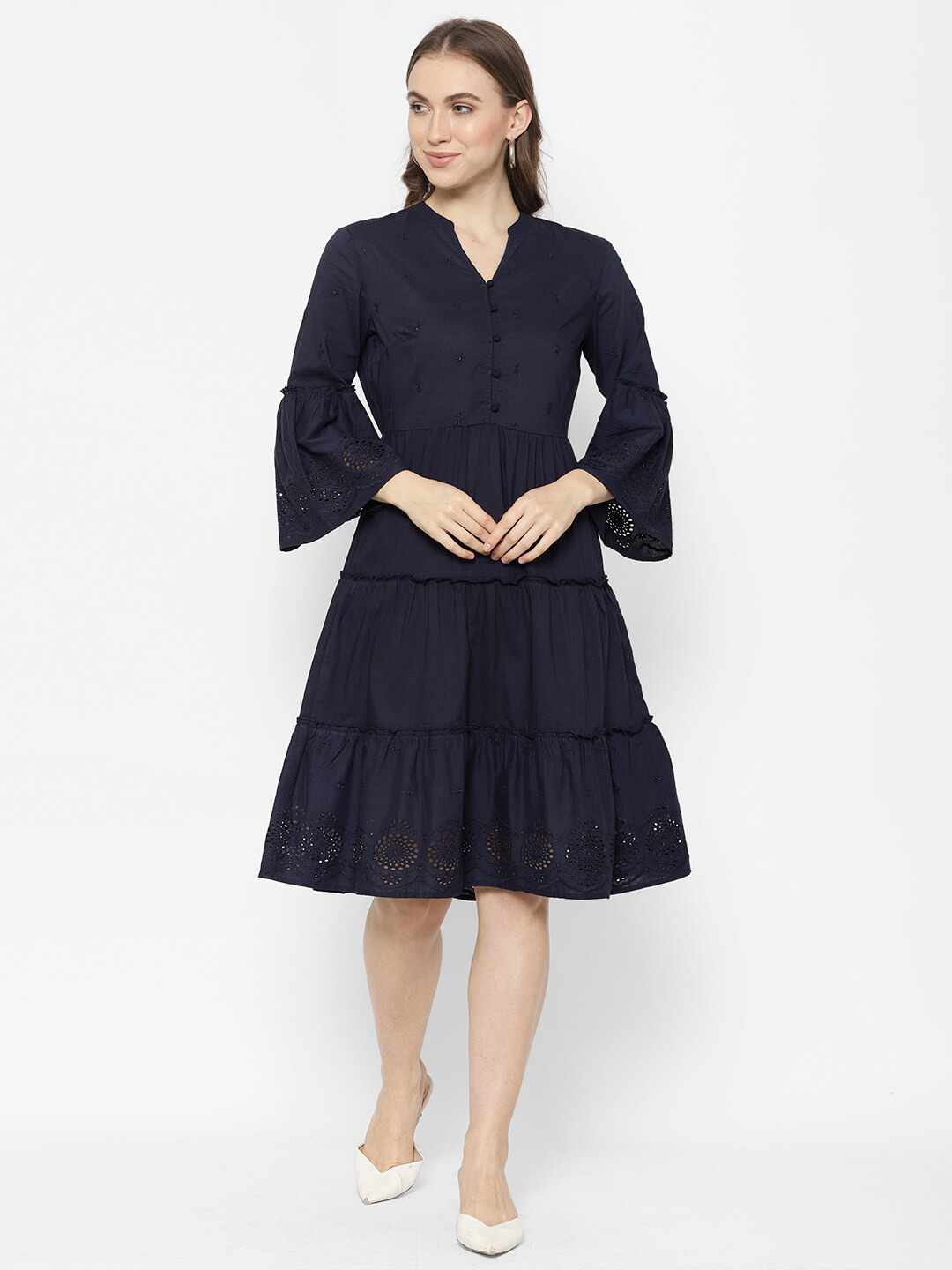 

HOUSE OF KKARMA Women Navy Blue Layered Dress