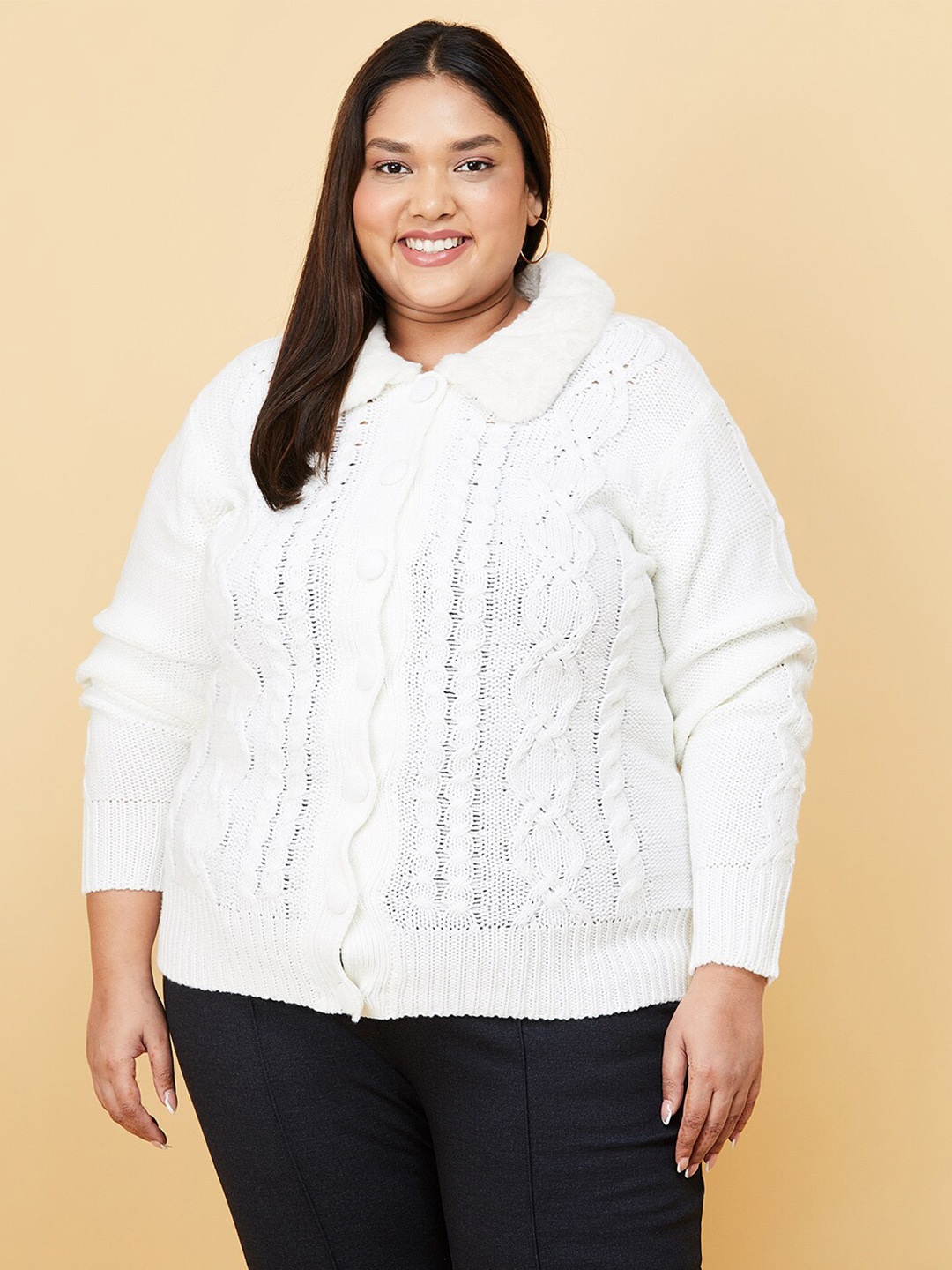 

max Plus Size Women Off White Cardigan