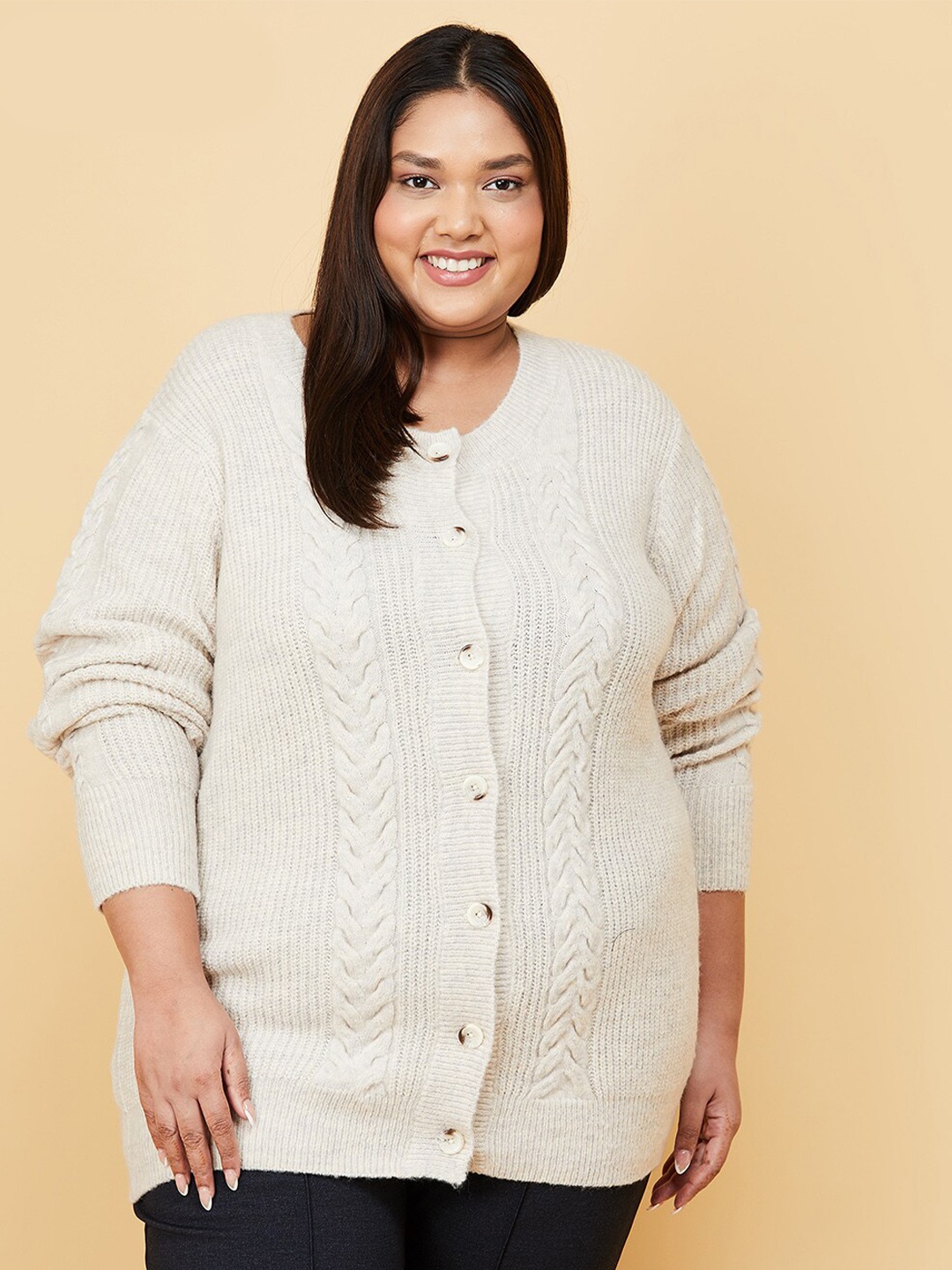 

max Plus Size Women Off White Floral Cardigan