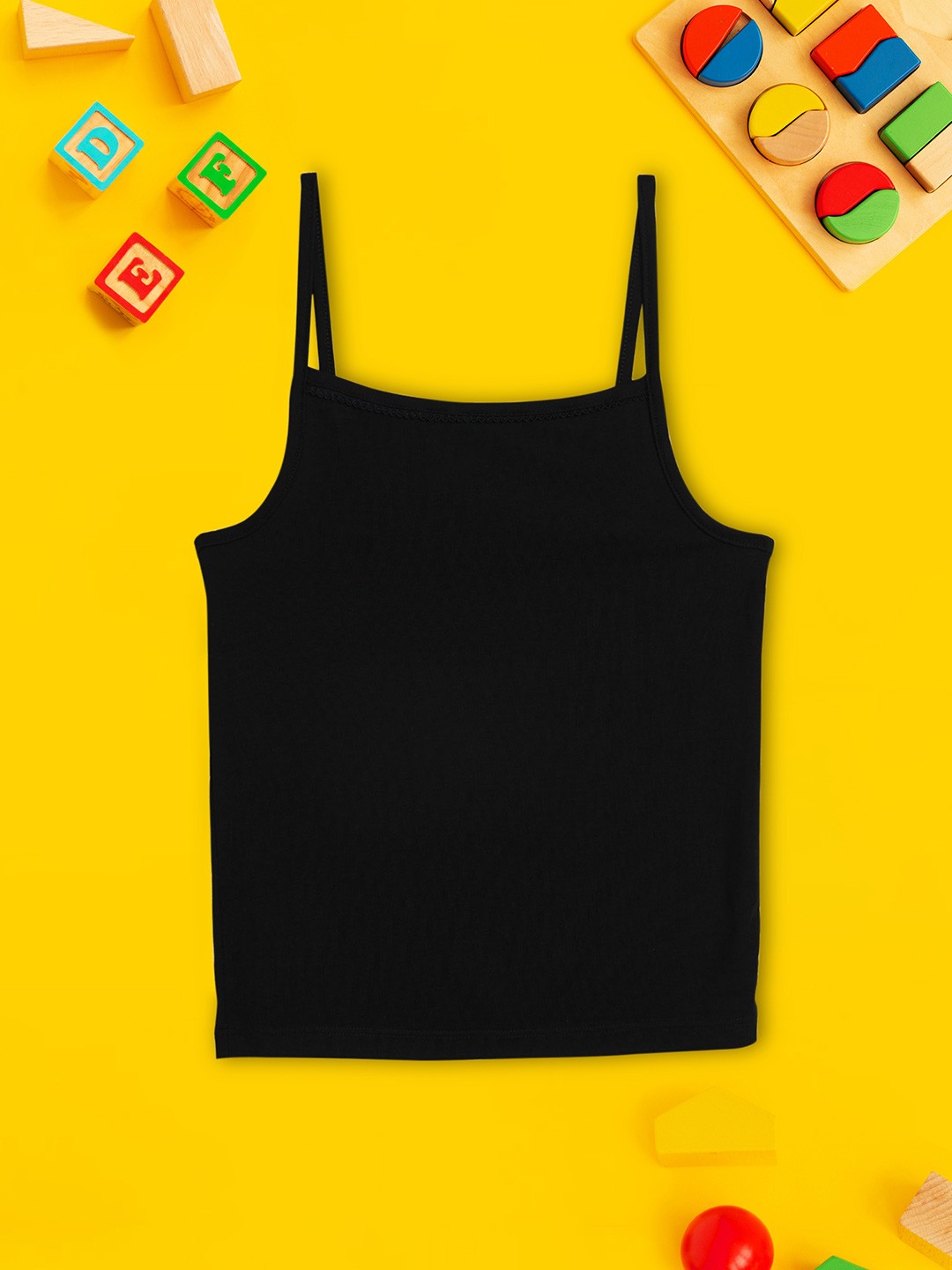 

XY Life Girls Black Solid Primary Tencel Modal Spaghetti