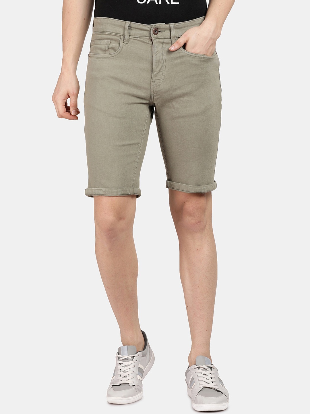 

Llak Jeans Men Slim Fit Denim Shorts, Olive
