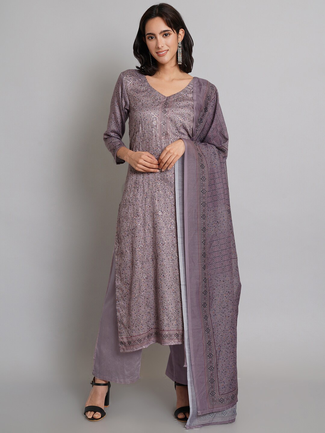 

Stylee LIFESTYLE Purple & Blue Printed Unstitched Dress Material