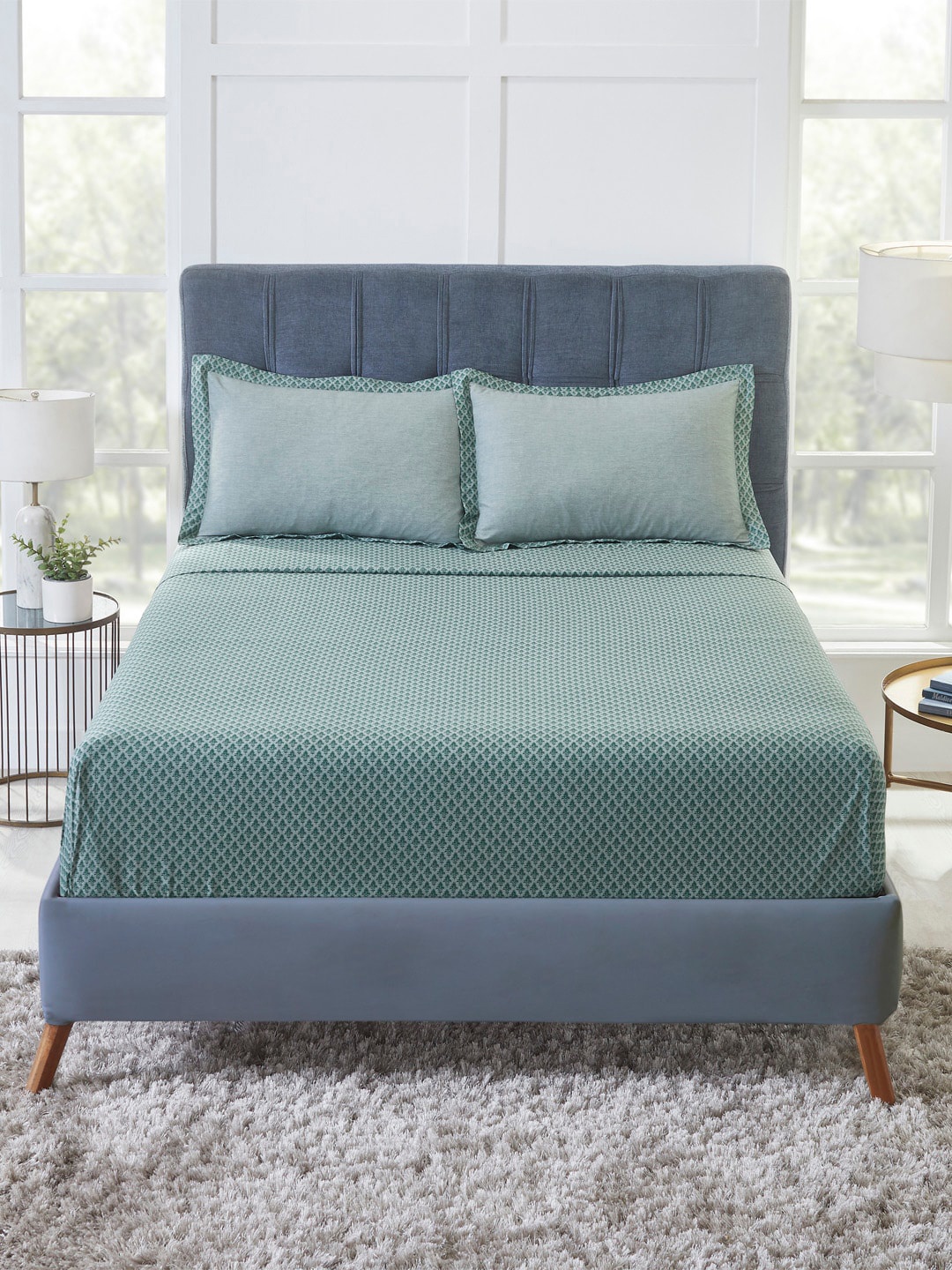 

MYTRIDENT Green Ethnic Motifs 150 TC King Bedsheet with 2 Pillow Covers