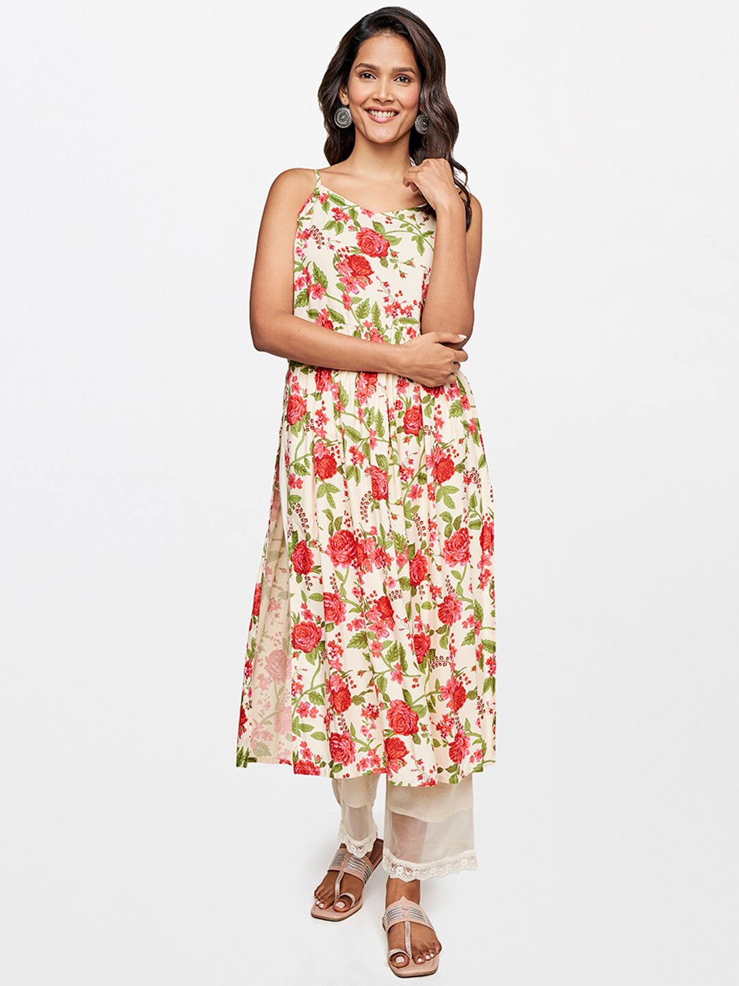 

itse Women Off White Floral Printed Kurta