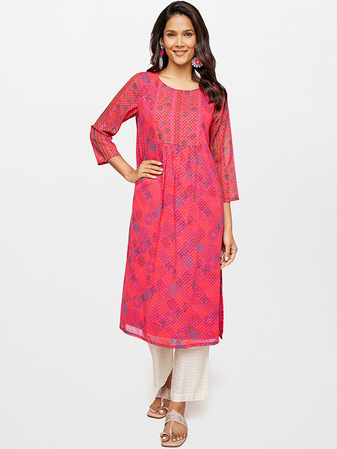 

Itse Women Pink Printed Polyester Kurta