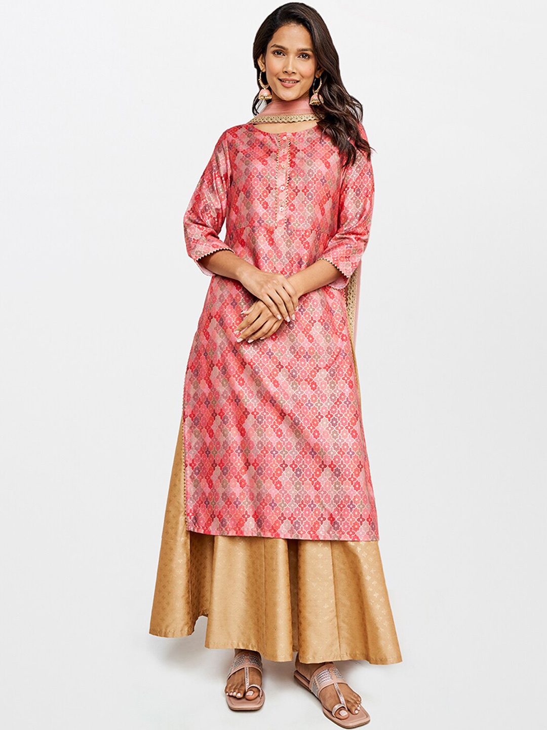 

itse Women Coral Ethnic Motifs Printed Kurta