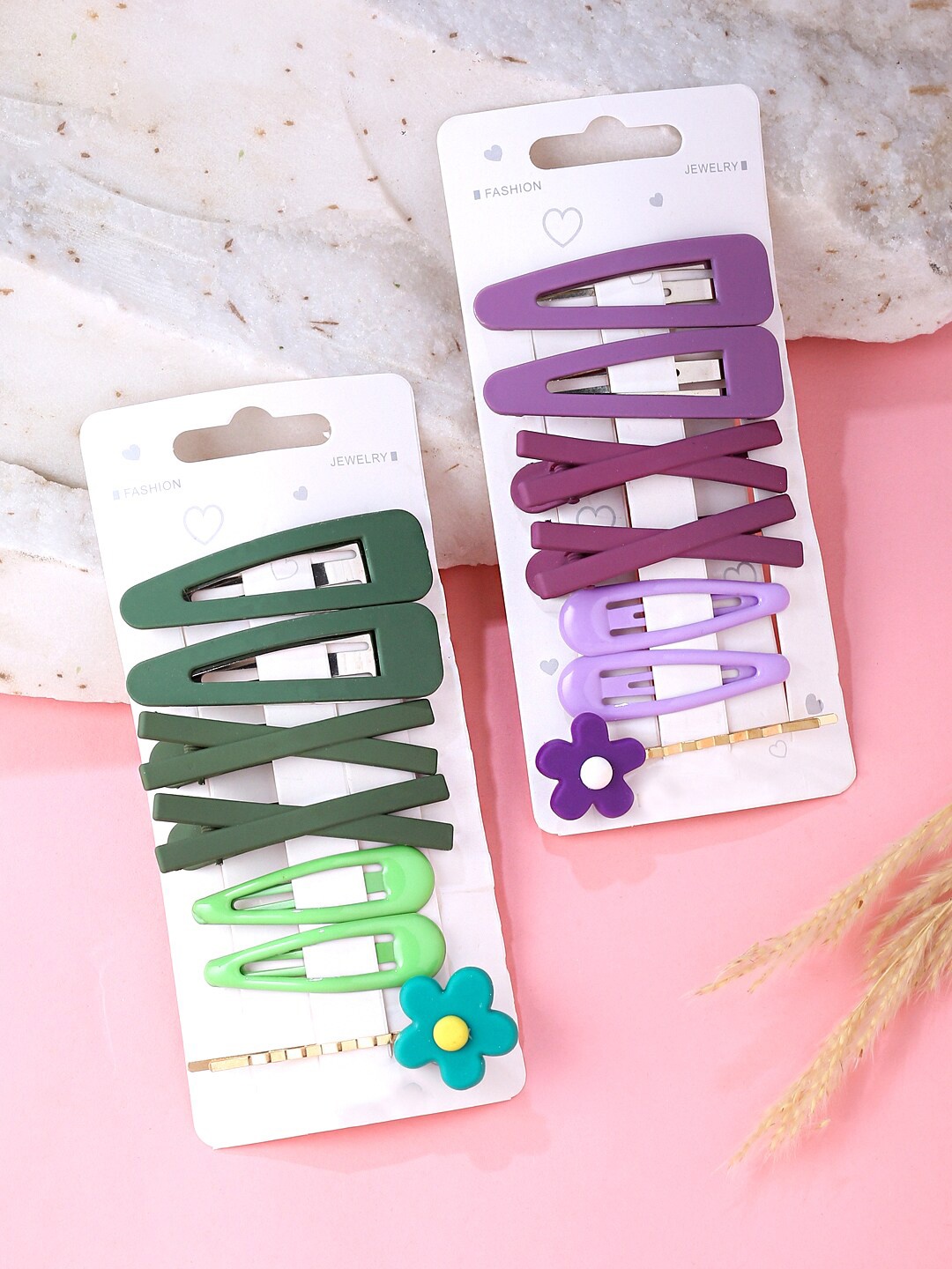 

Melbees by Yellow Chimes Girls Set Of 14 Purple & Green Tic Tac Hair Clip