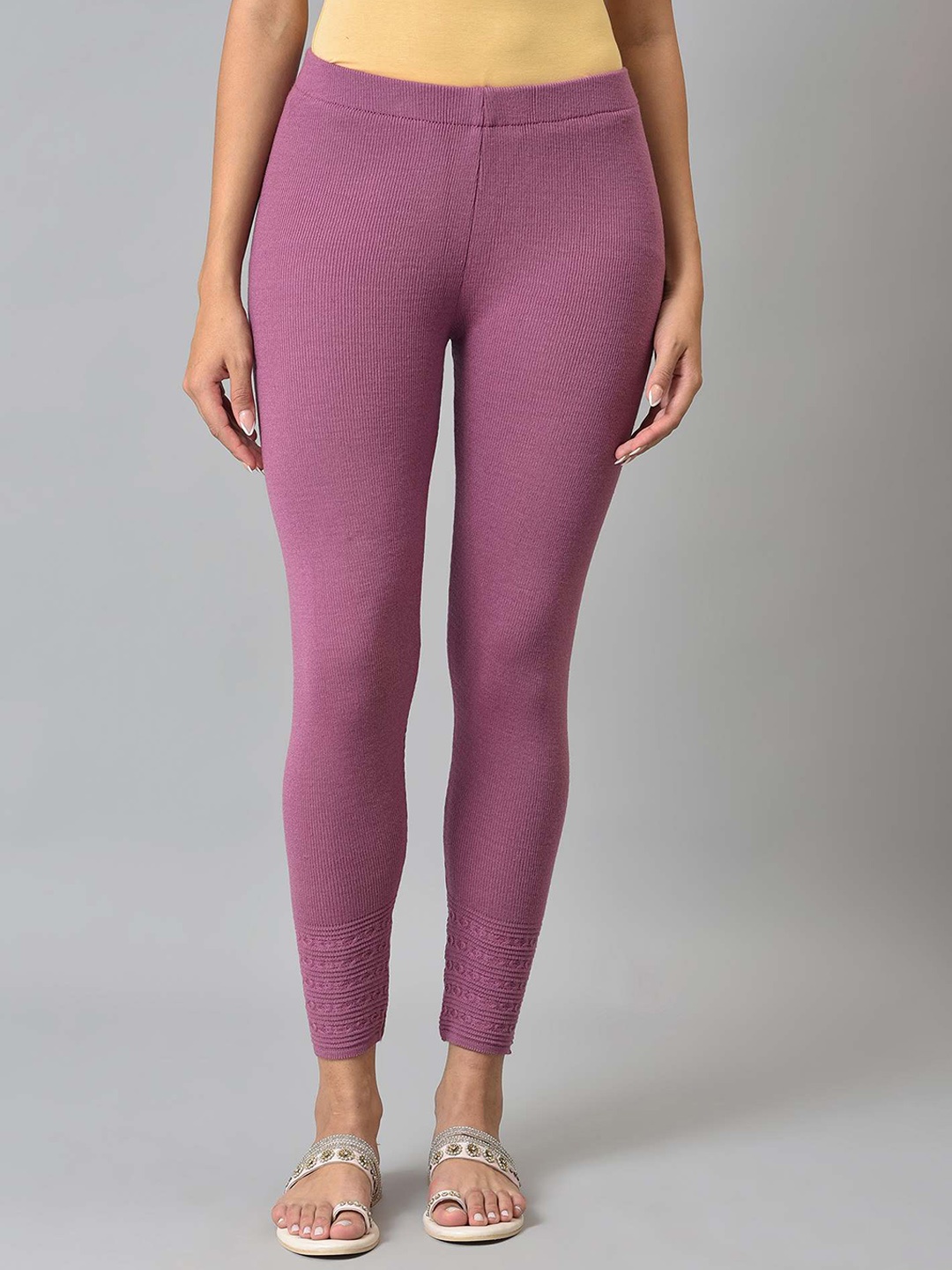 

W Women Purple Solid Ankle Length Leggings