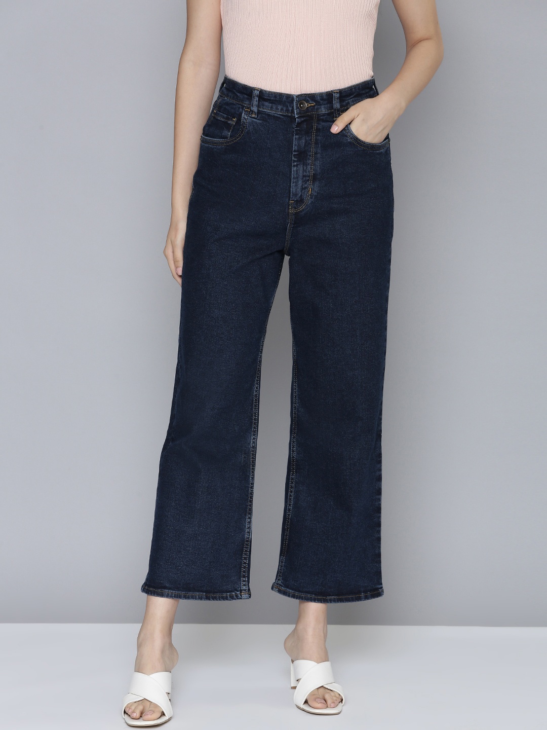

Flying Machine Women Straight Fit High-Rise Stretchable Jeans, Blue