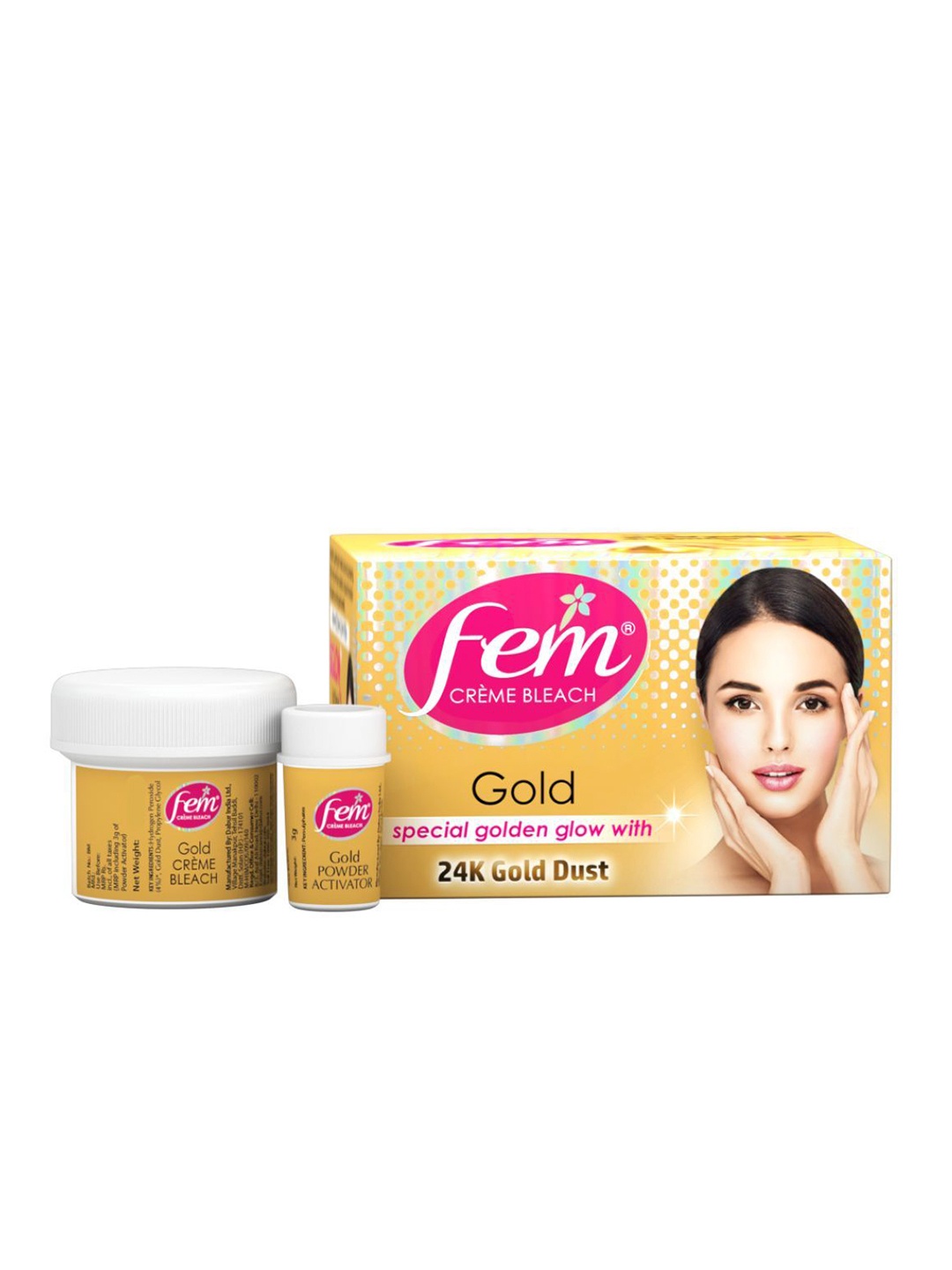 

fem Natural Gold Creme Bleach & Powder Activator with 24K Gold Dust - 212 g