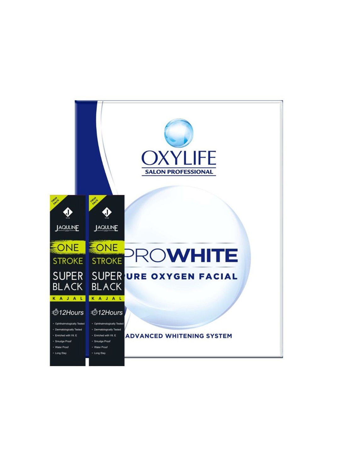 

OXYLIFE Salon Professional Pro White Pure Oxygen Facial Kit with 2 Pcs Jaquline USA Kajals