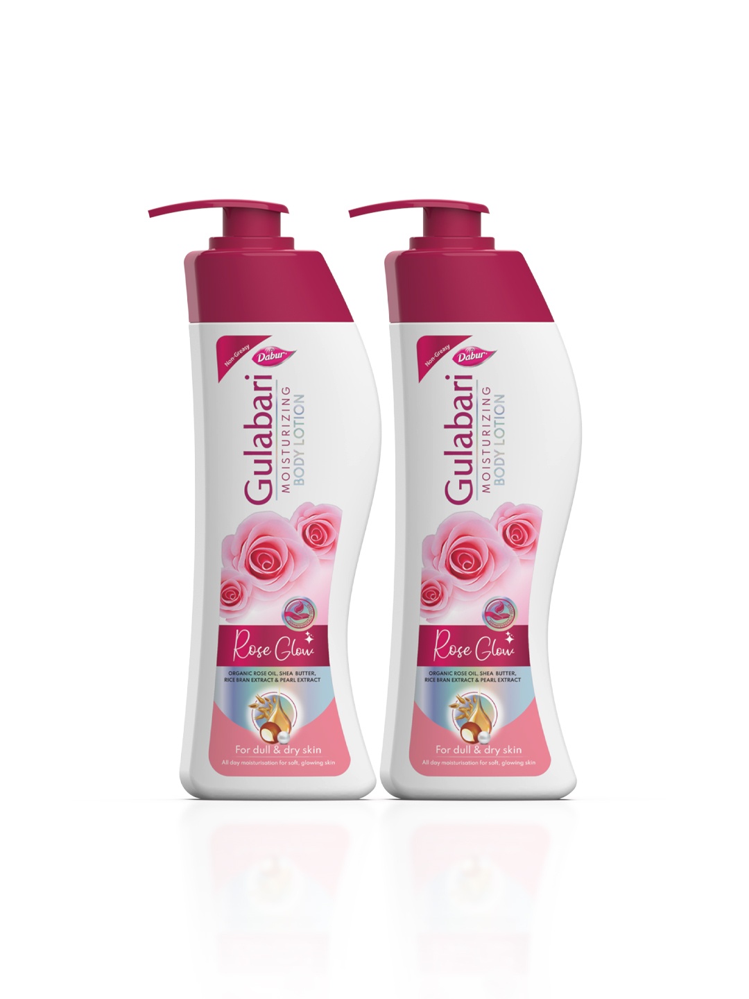 

Dabur Set of 2 Gulabari Rose Glow Moisturizing Body Lotion for Dull Skin - 400 ml Each, White