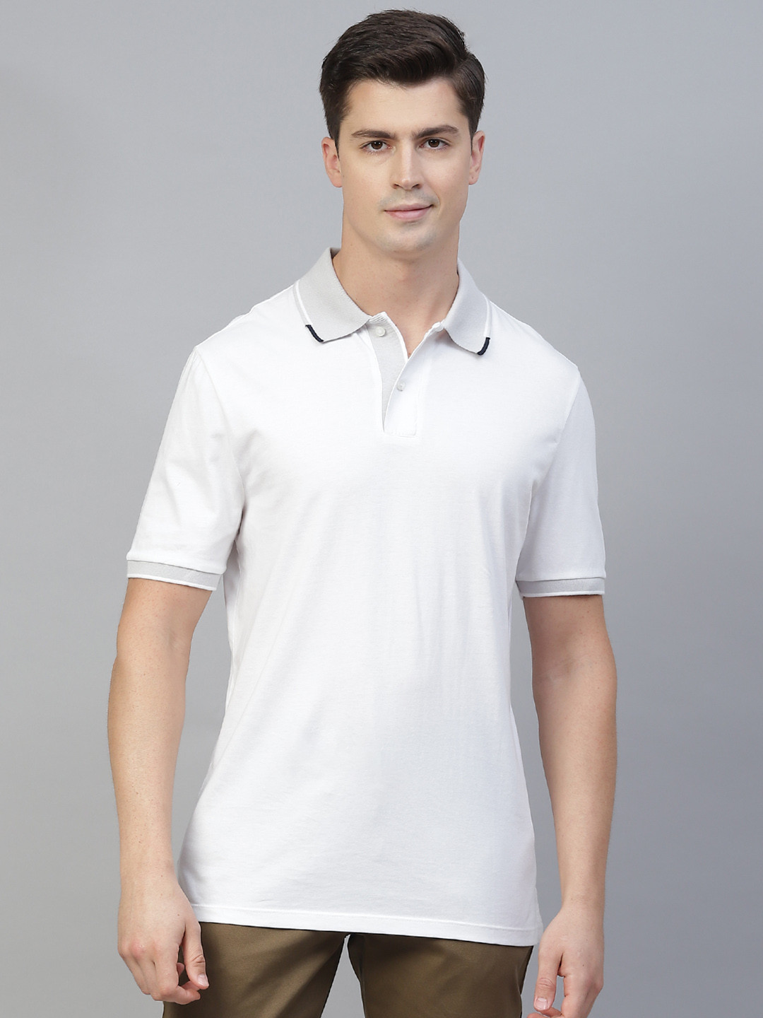 

Marks & Spencer Men White Solid Polo Collar T-shirt