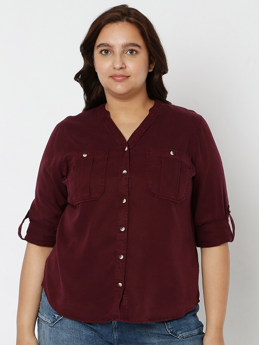 

VERO MODA CURVE Women Purple Casual Shirt