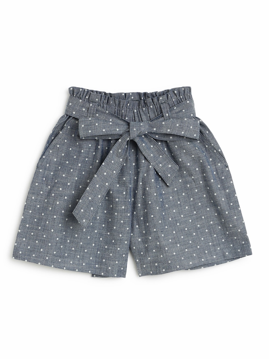 Campana Girls Printed Denim Shorts, Grey
