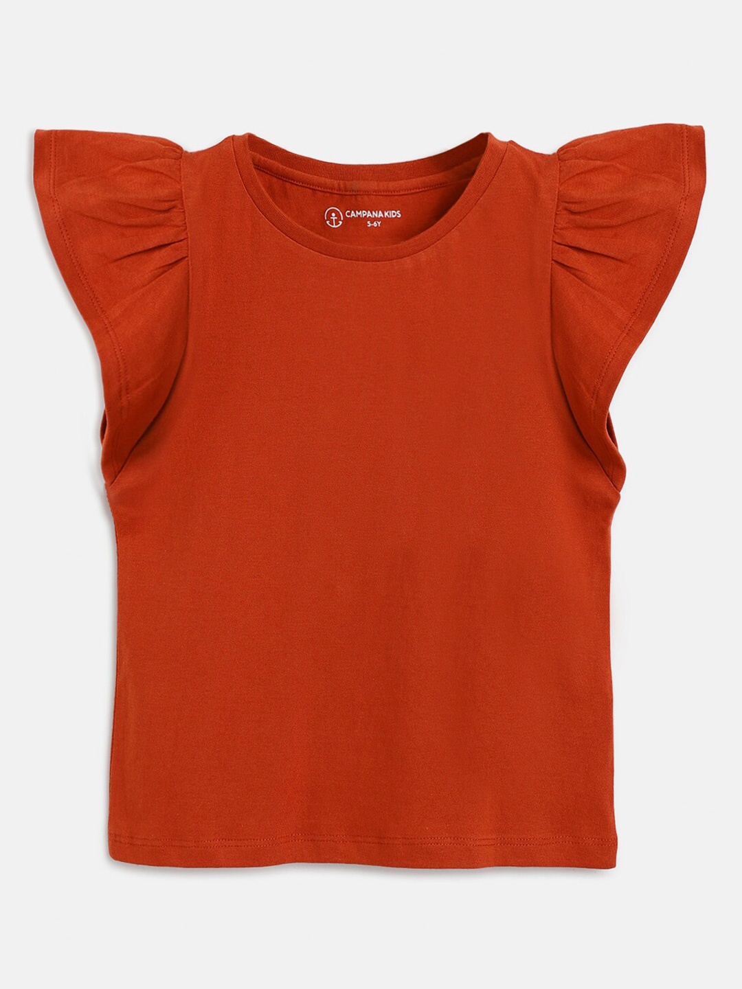

Campana Girls Rust Solid Round Neck T-shirt