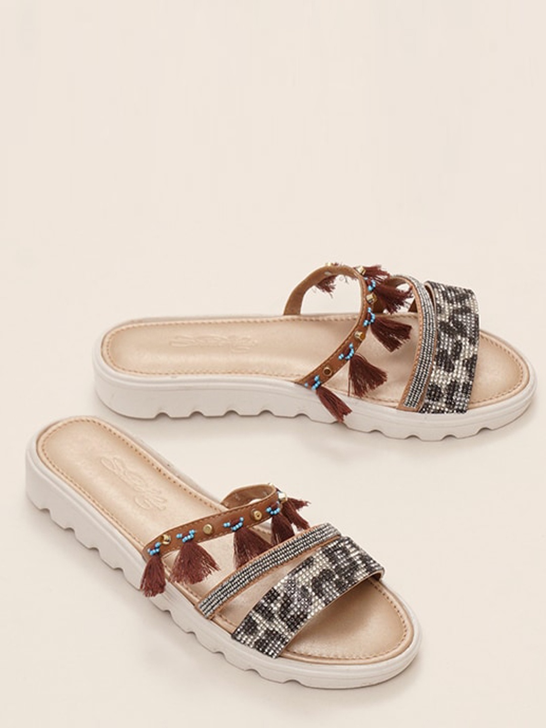 

Sole House Women Gold-Toned Embellished PU Flatform Heels