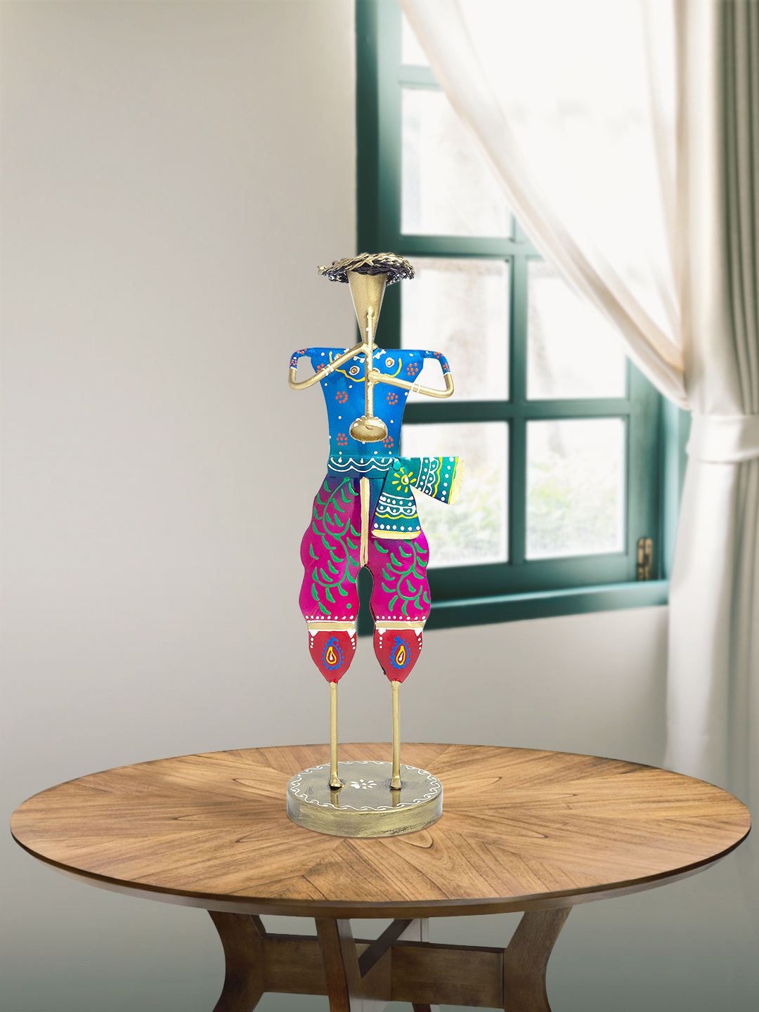 

Golden Peacock Gold-Toned Blue Musicians Decorative Showpiece