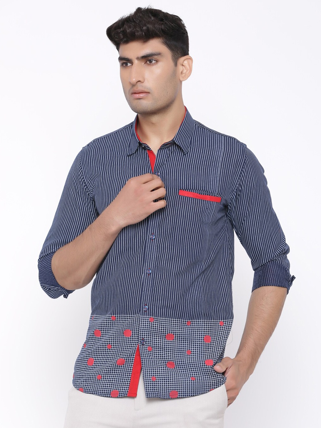 

Tistabene Men Blue Regular Fit Comfort Striped Casual Shirt